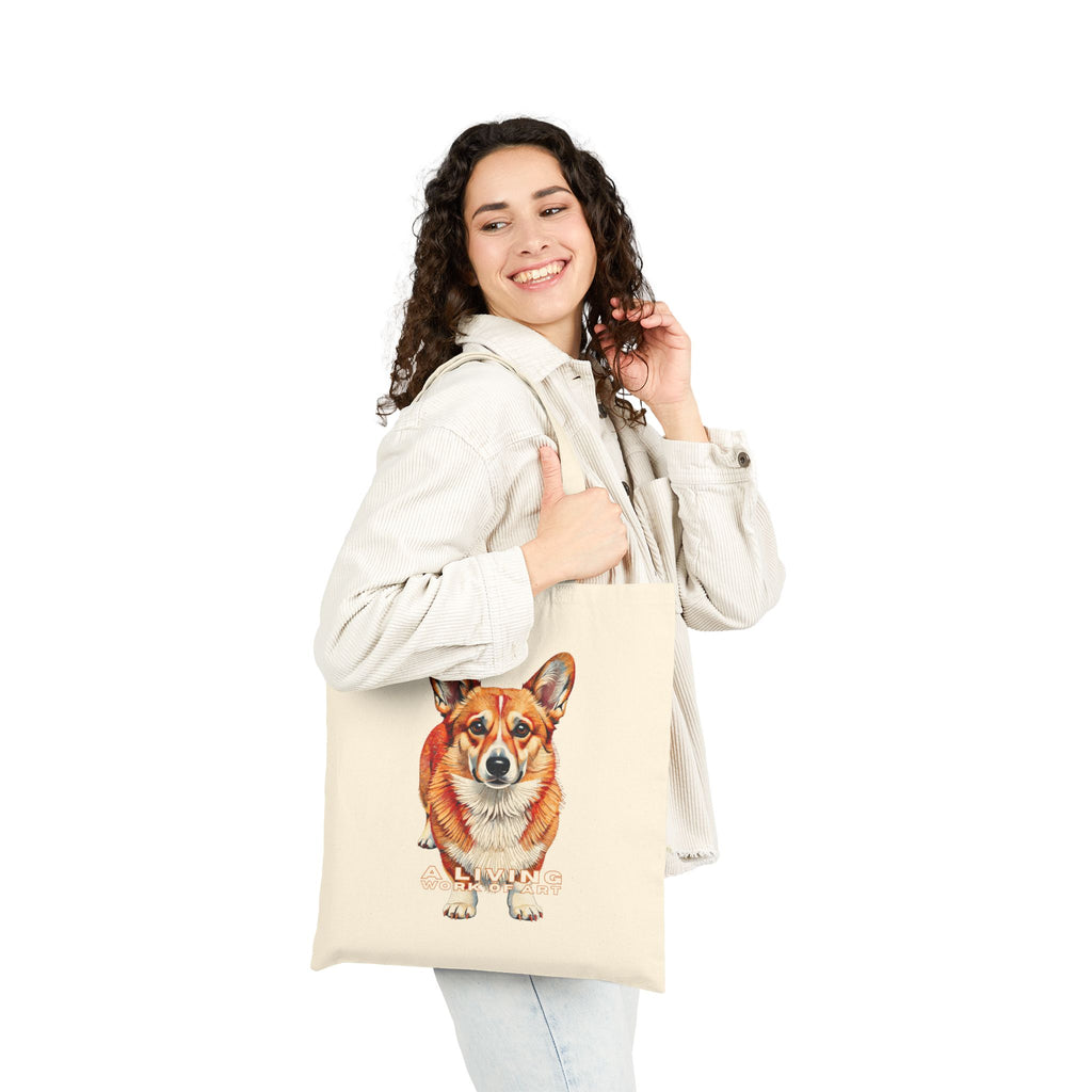 Corgi Tote Bag | Living Work of Art Collection | Pointillism Style