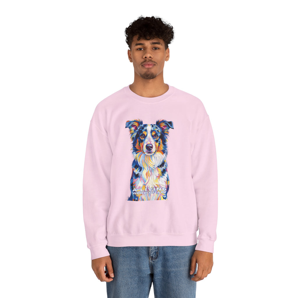 Australian Shepherd Sweatshirt | Living Work of Art Collection | Pointillism Style