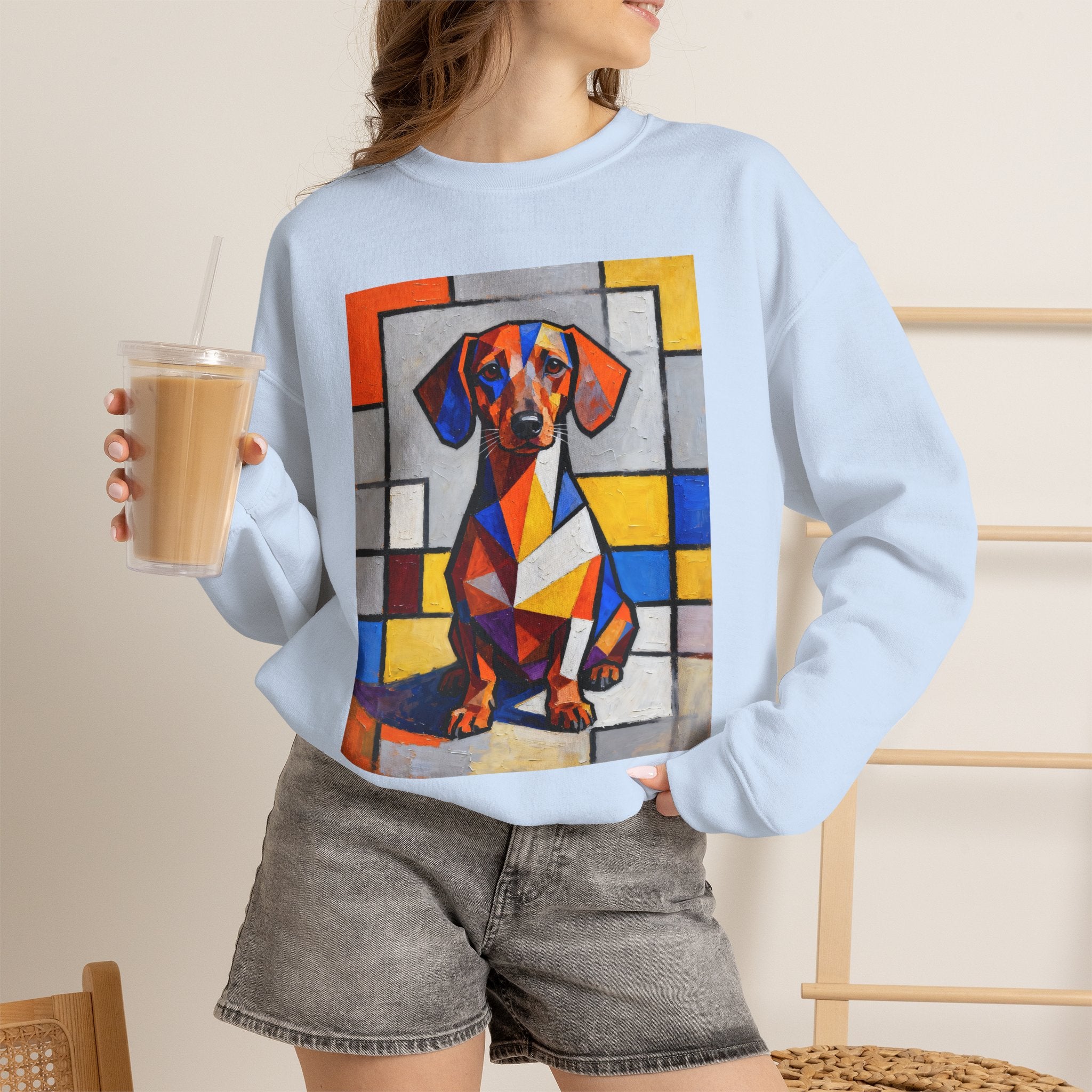 Dachshund Sweatshirt | Living Work of Art Collection | Cubist Style