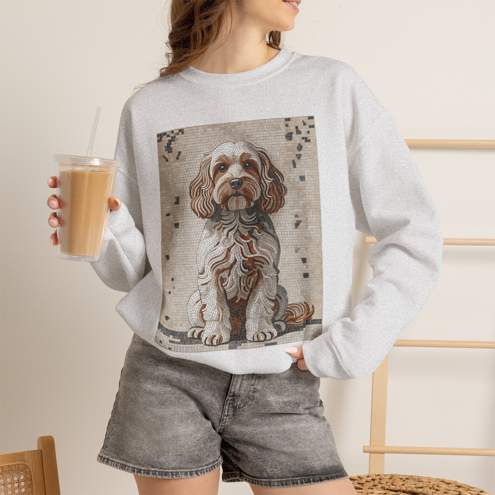 Cavapoo Sweatshirt | Living Work of Art Collection | Mosaic Style