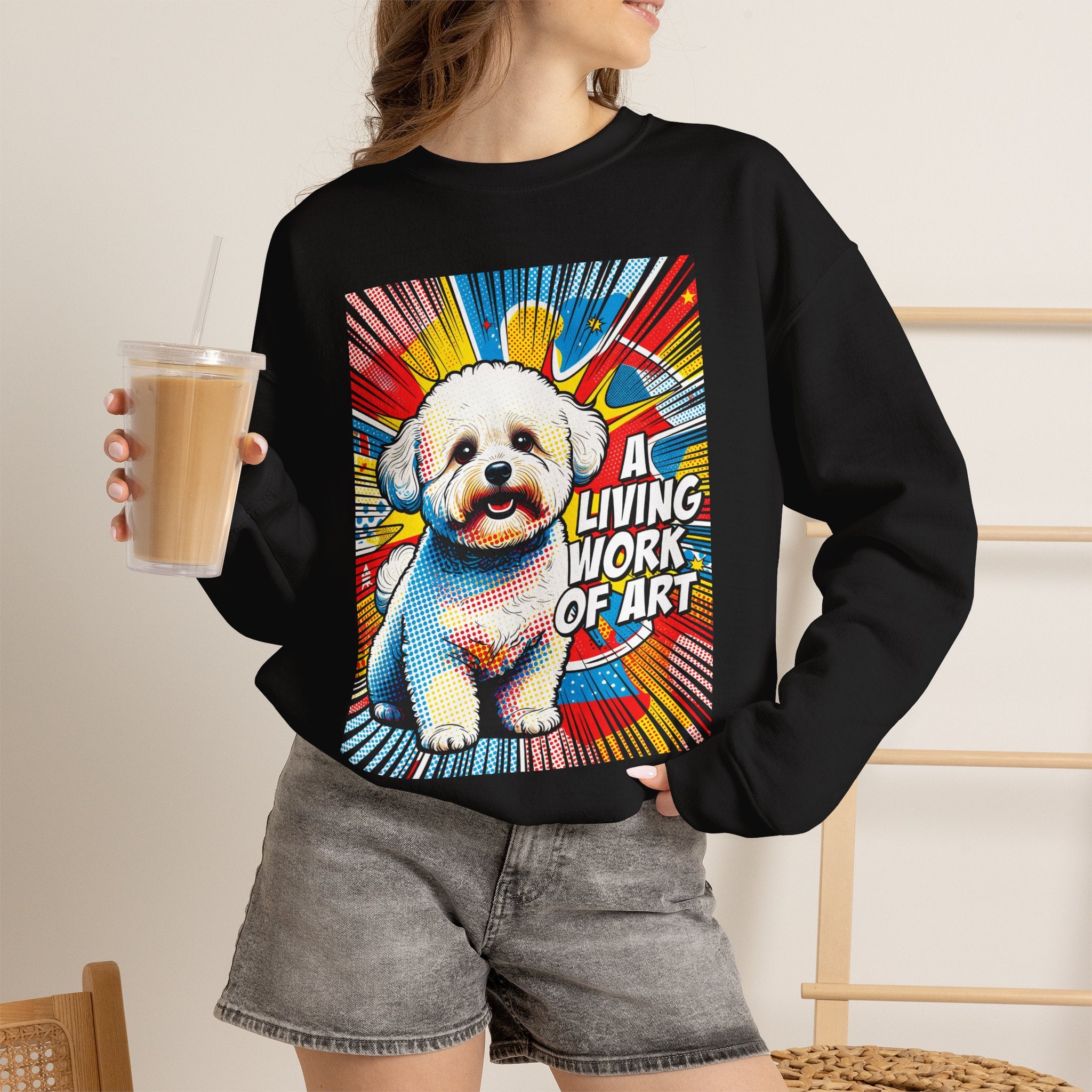 Bichon Frise Sweatshirt | Living Work of Art Collection | Pop Art