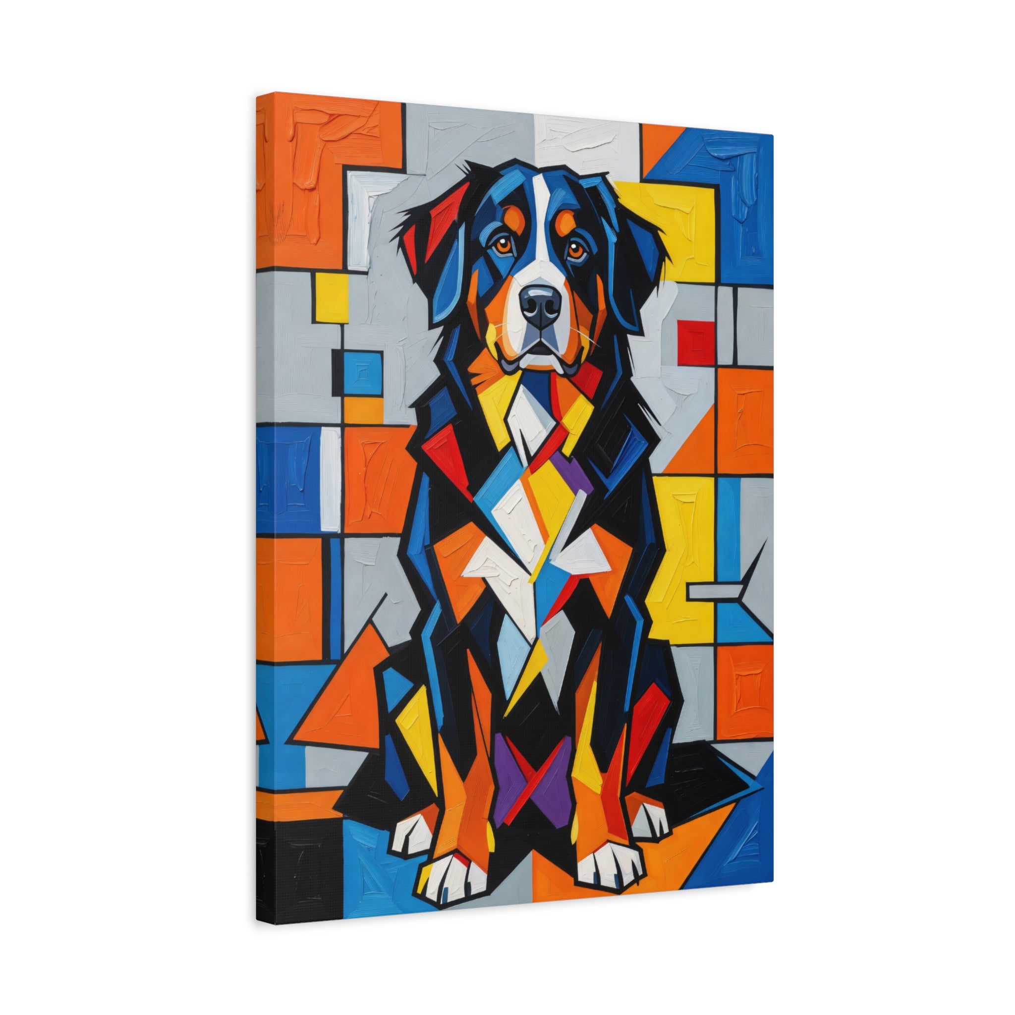 Bernese Mountain Dog Canvas Wall Art | Living Work of Art Collection | Cubist Style Print