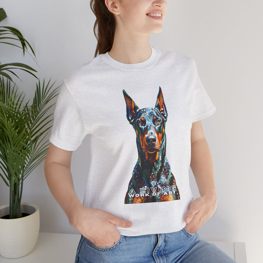 Doberman Pinscher T Shirt | Living Work of Art Collection | Pointillism Style