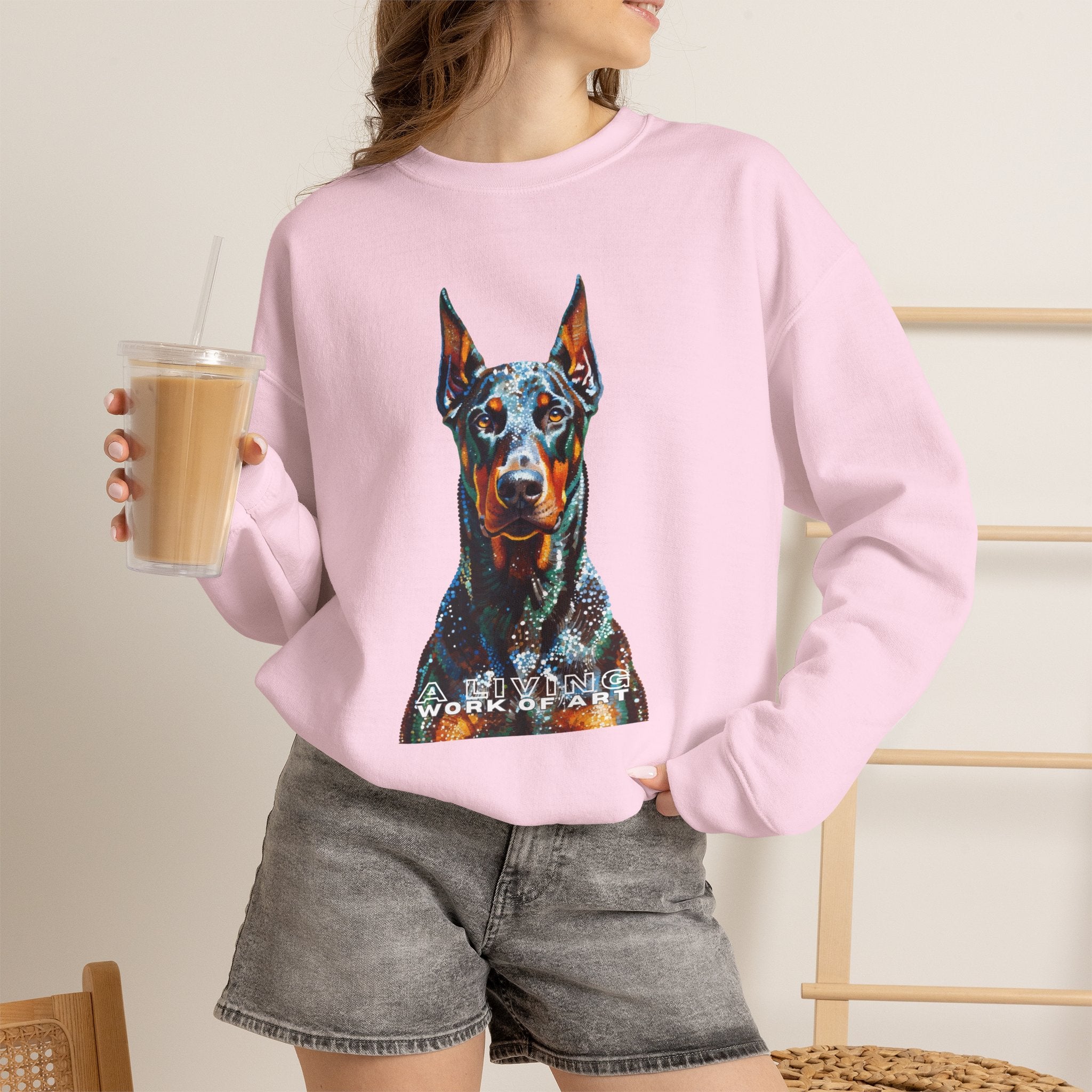 Doberman Pinscher Sweatshirt | Living Work of Art Collection | Pointillism Style