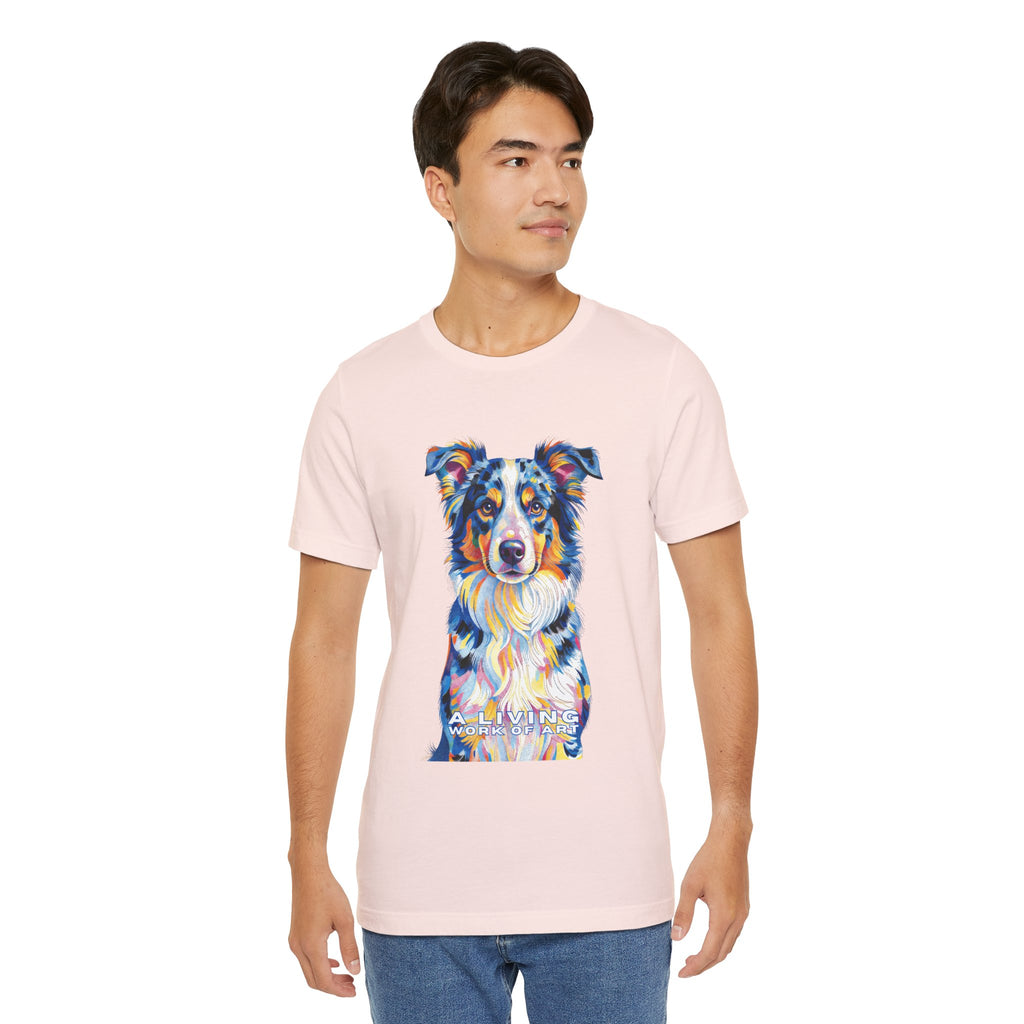 Australian Shepherd T Shirt | Living Work of Art Collection | Pointillism Style
