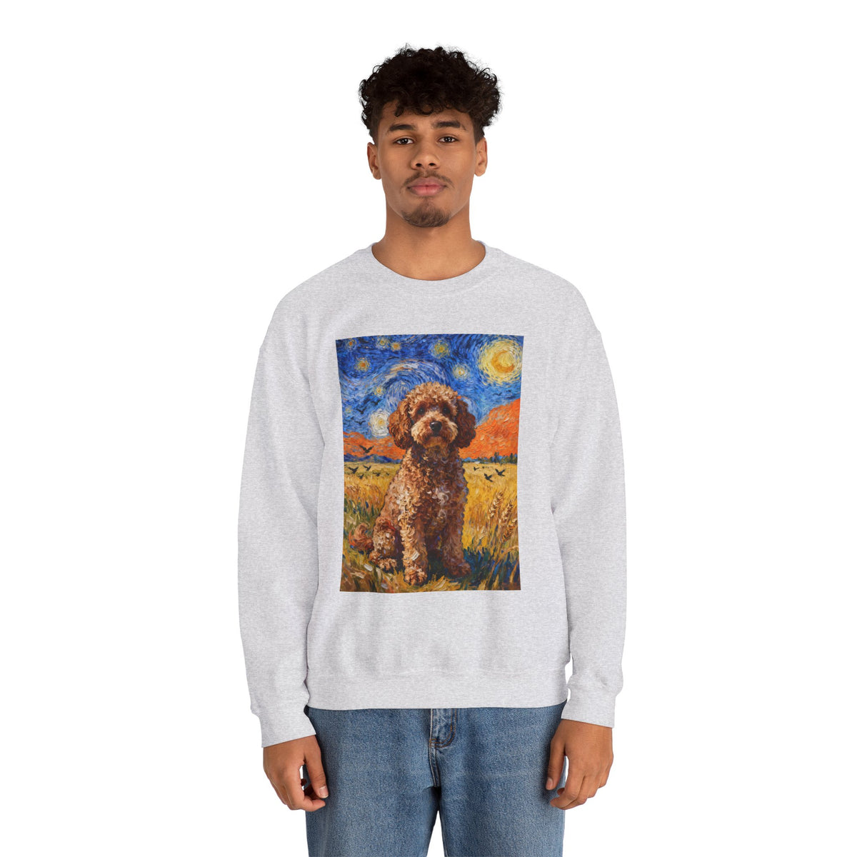 Cavapoo In A Field Sweatshirt | Living Work of Art Collection | Van Gogh Style