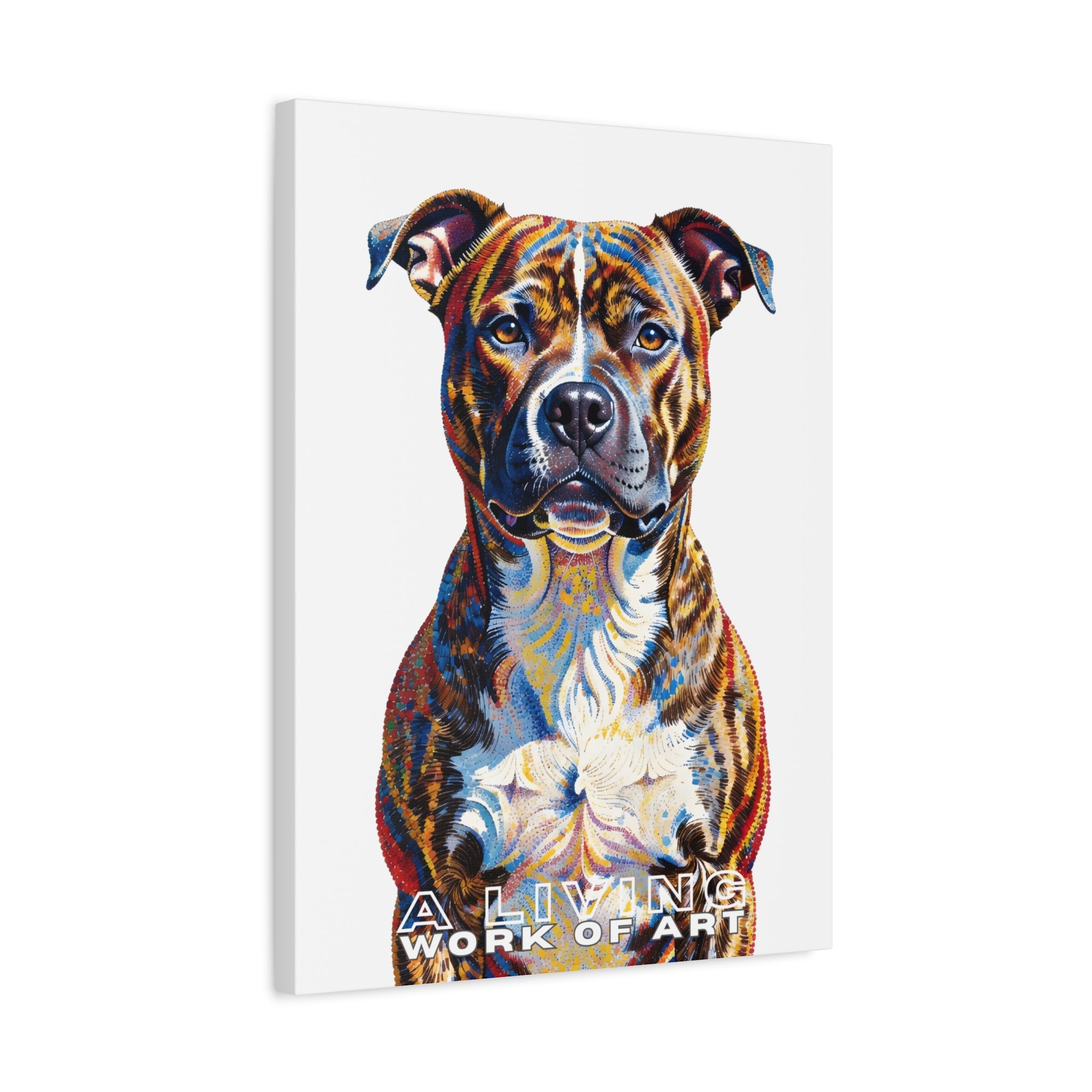 Staffordshire Bull Terrier Canvas Wall Art | Living Work of Art Collection | Pointillism Style Print