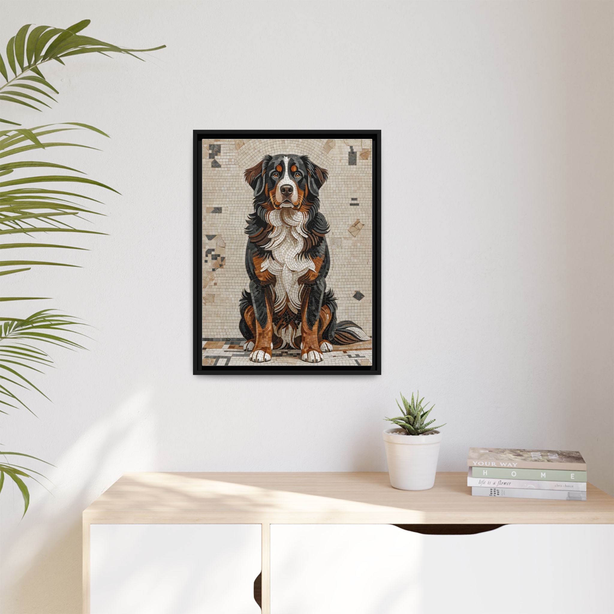 Bernese Mountain Dog Canvas Wall Art | Living Work of Art Collection | Mosaic Style Print