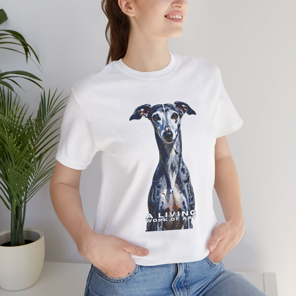 Whippet T Shirt | Living Work of Art Collection | Pointillism Style