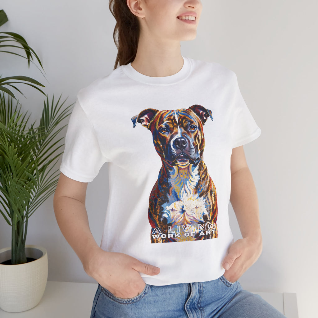 Staffordshire Bull Terrier T Shirt | Living Work of Art Collection | Pointillism Style