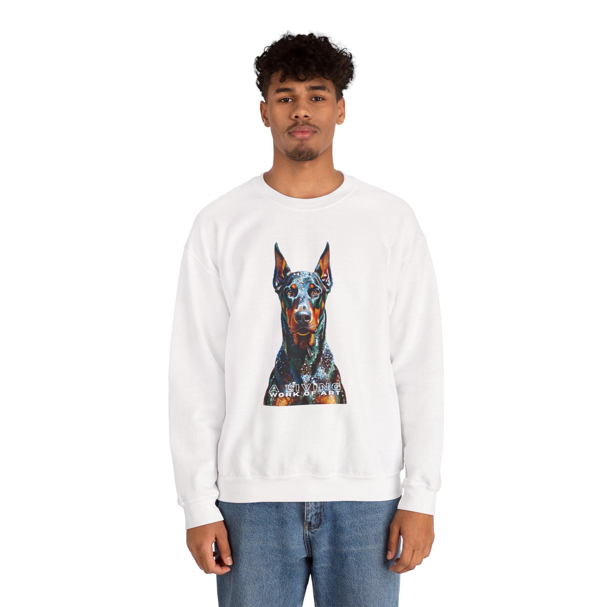 Doberman Pinscher Sweatshirt | Living Work of Art Collection | Pointillism Style