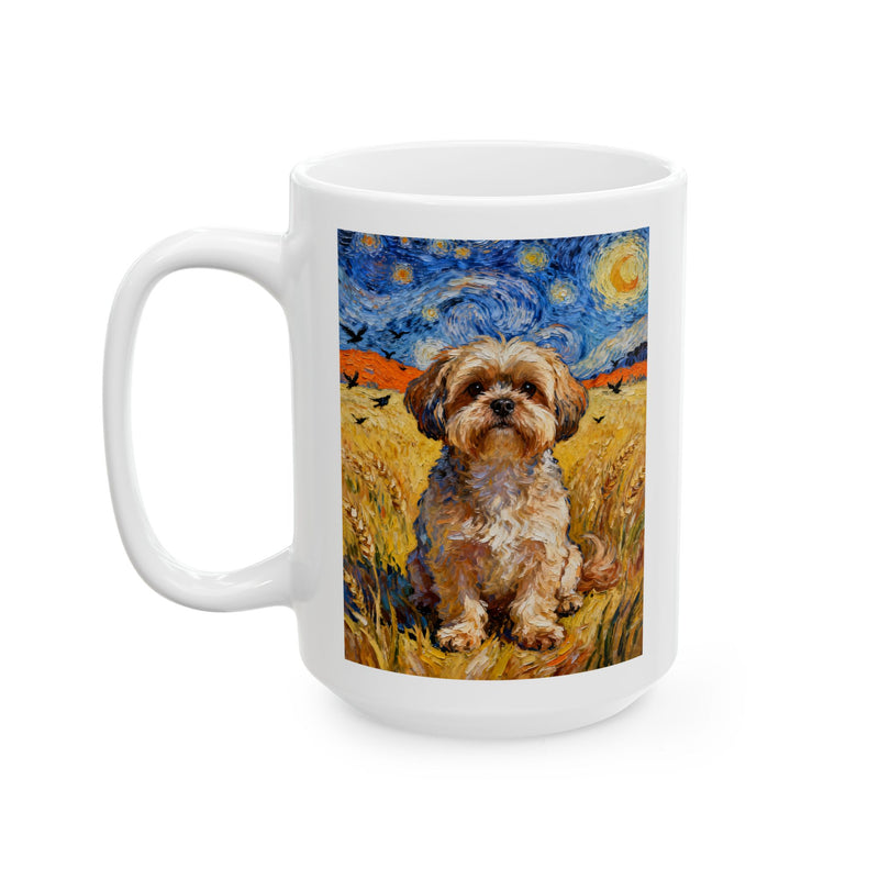 Shih-Poo in a Field Coffee Mug - Van Gogh Style | Living Work of Art Collection
