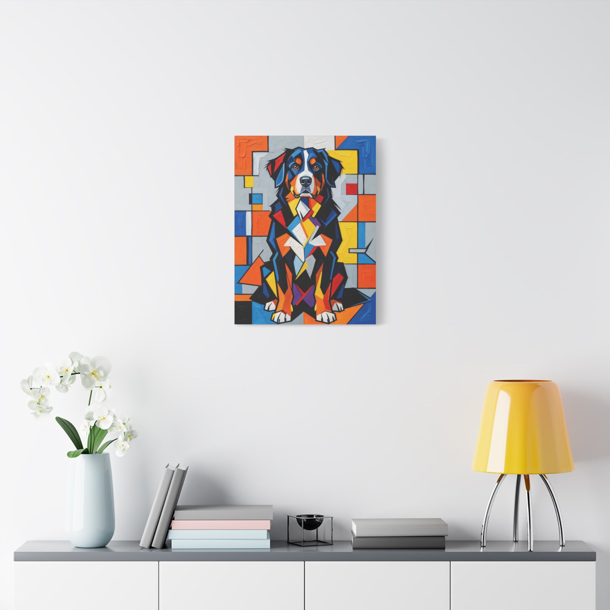 Bernese Mountain Dog Canvas Wall Art | Living Work of Art Collection | Cubist Style Print
