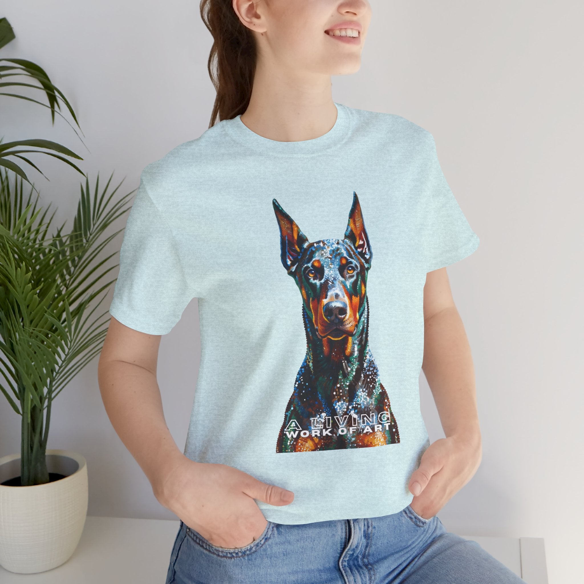 Doberman Pinscher T Shirt | Living Work of Art Collection | Pointillism Style