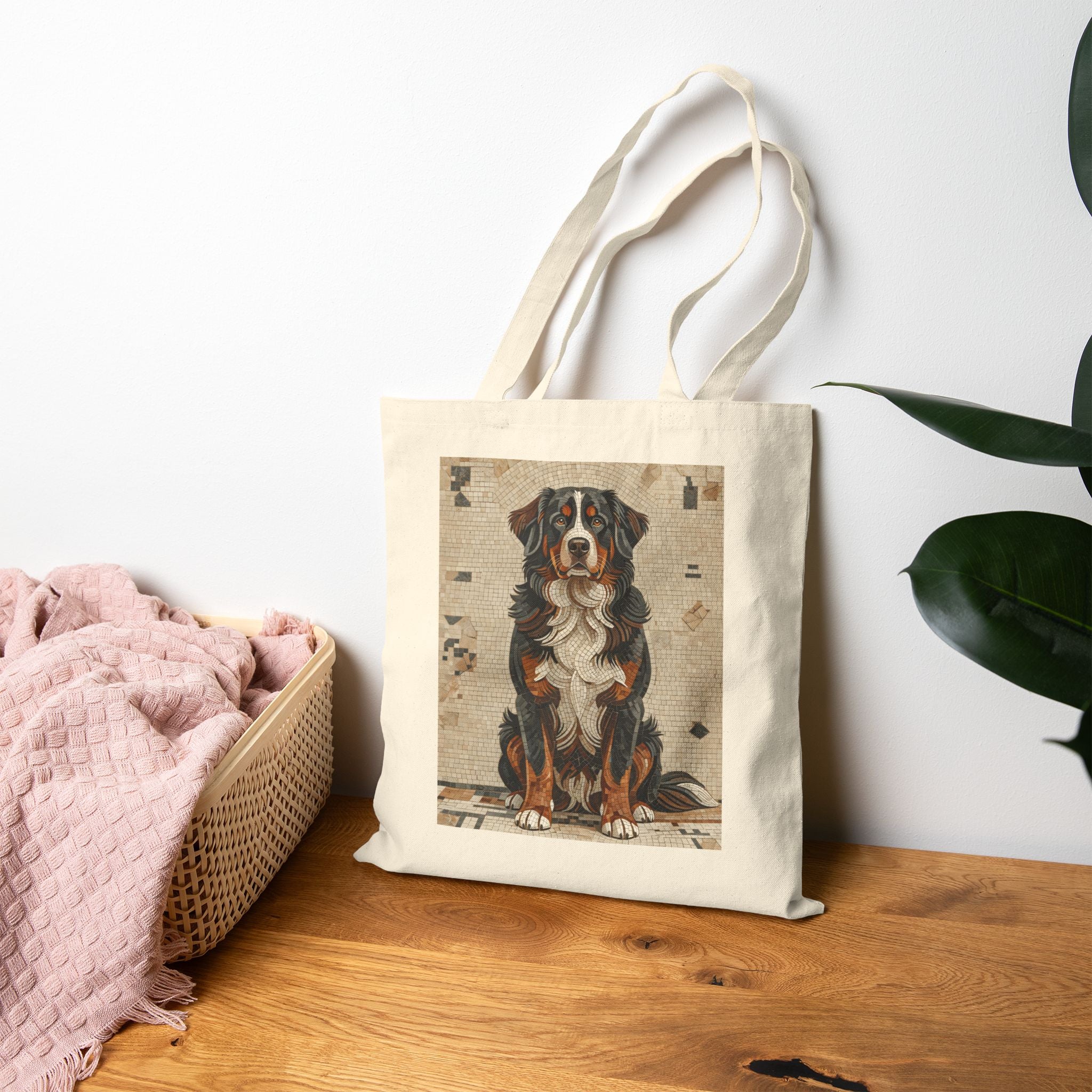 Bernese Mountain Dog Tote Bag | Living Work of Art Collection | Mosaic Style