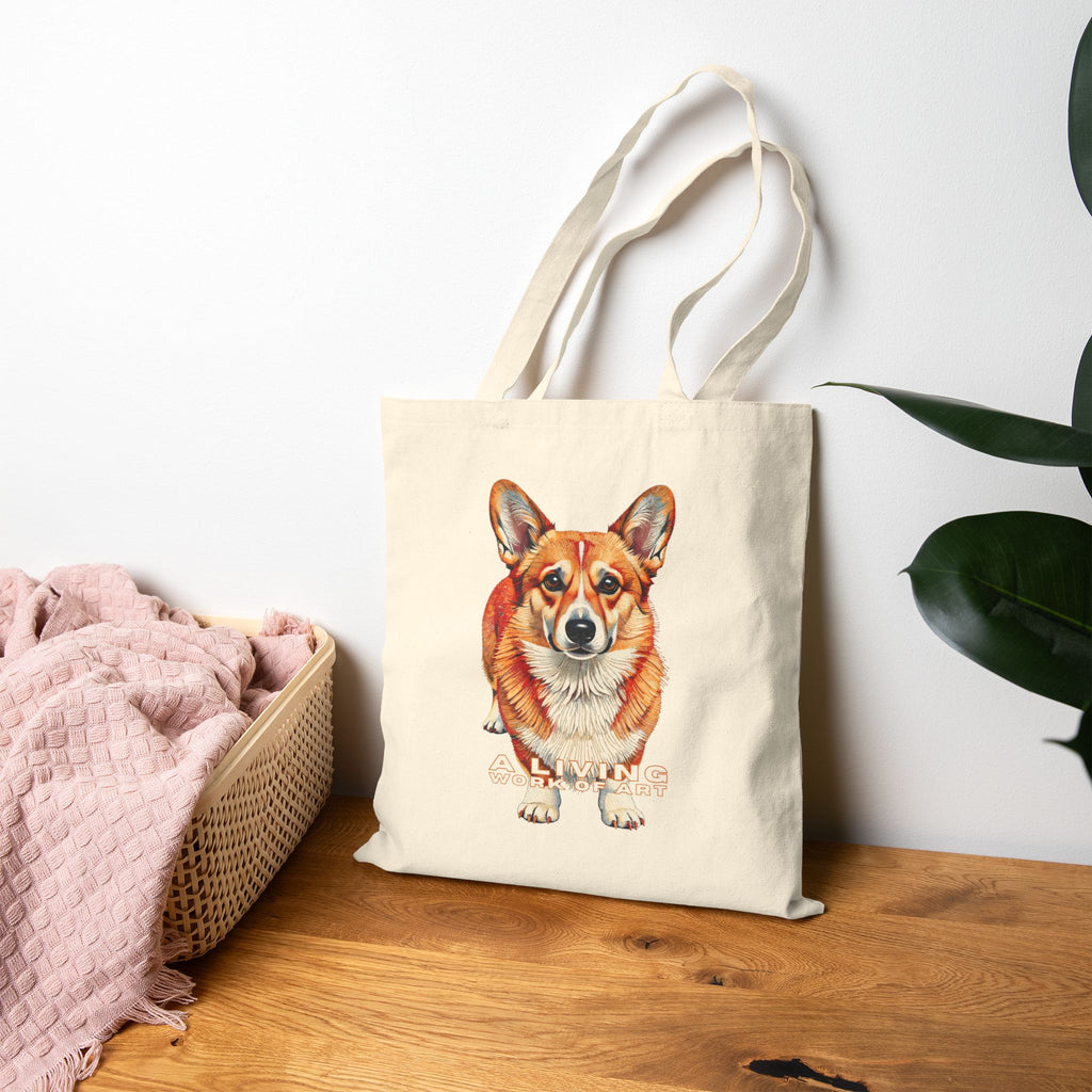Corgi Tote Bag | Living Work of Art Collection | Pointillism Style