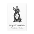French Bulldog Canvas Wall Art | Hug a Frenchie | Charcoal Sketch Print
