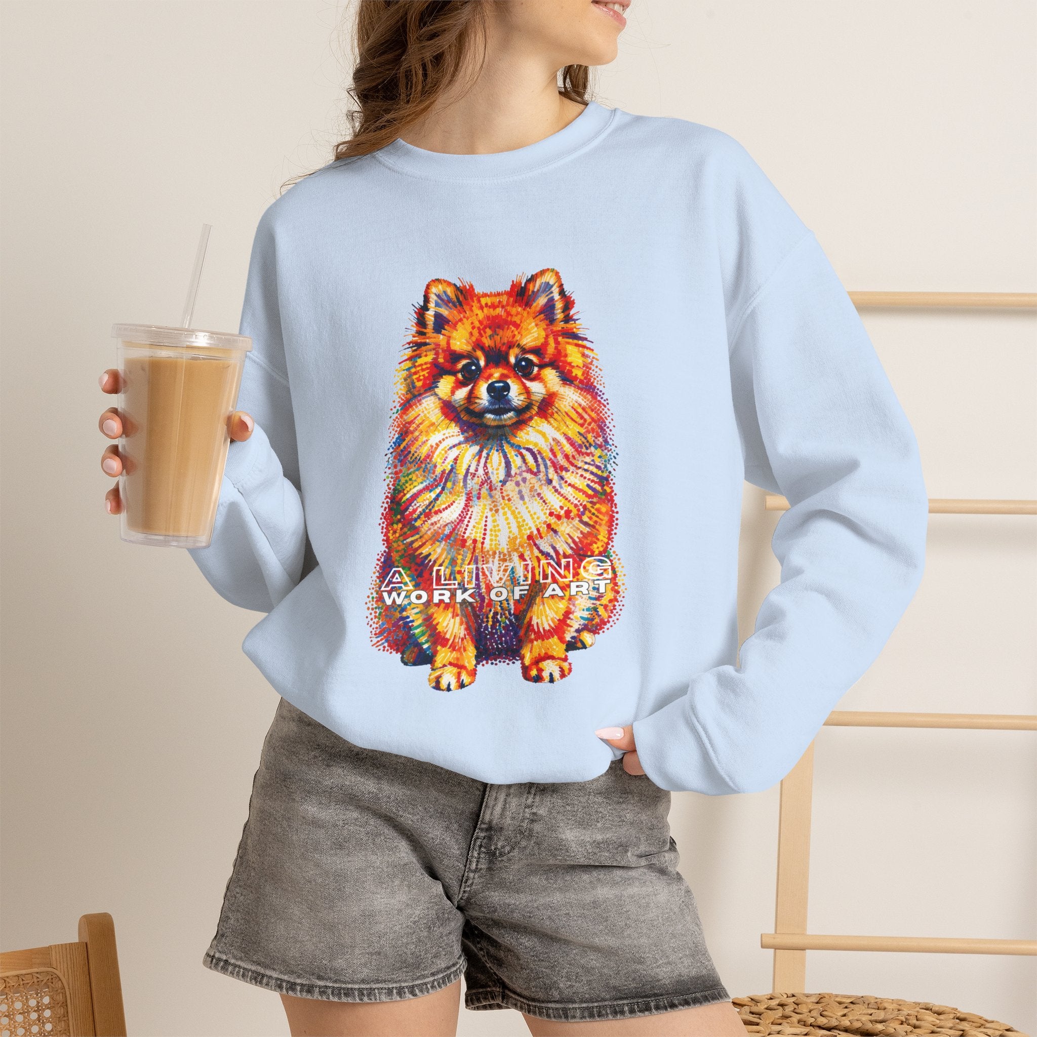 Pomeranian Sweatshirt | Living Work of Art Collection | Pointillism Style