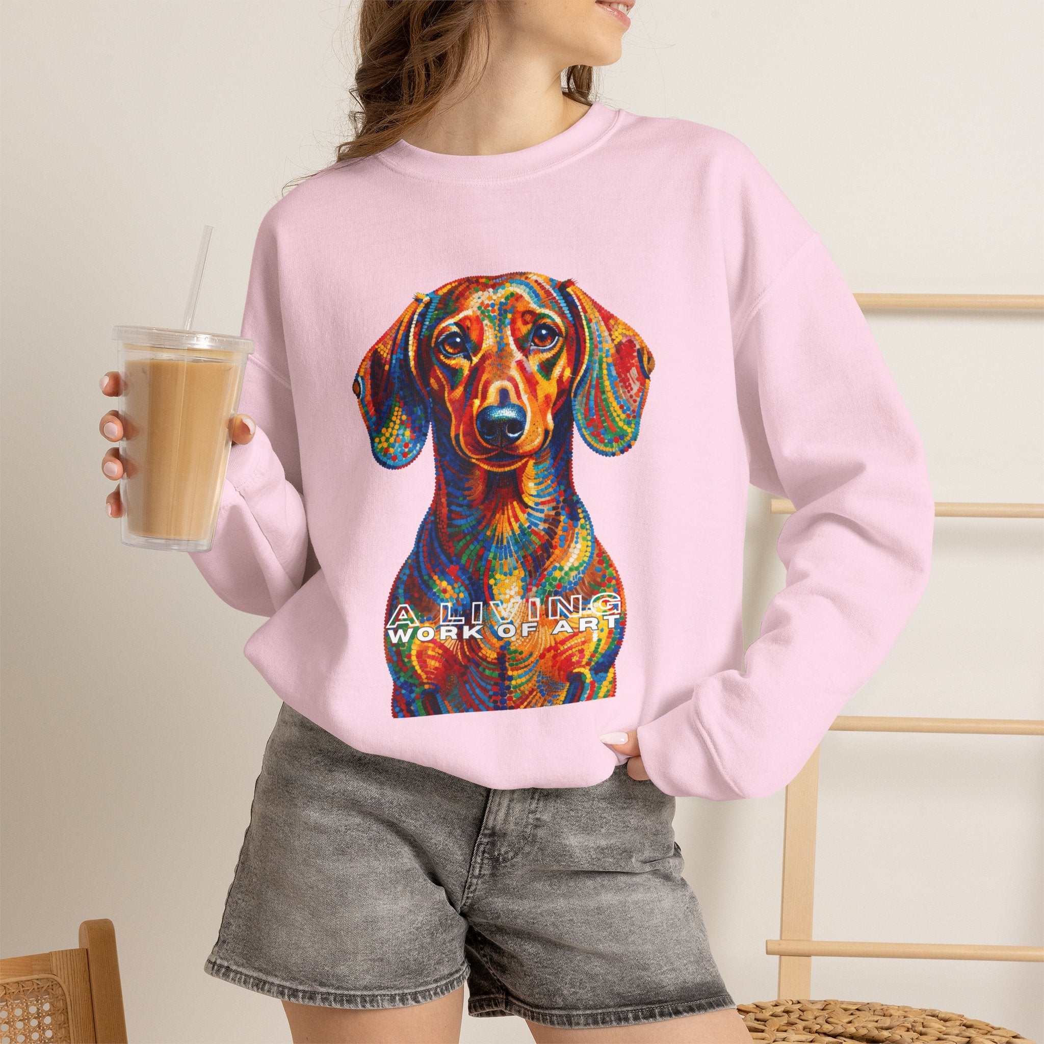 Dachshund Sweatshirt | Living Work of Art Collection | Pointillism Style