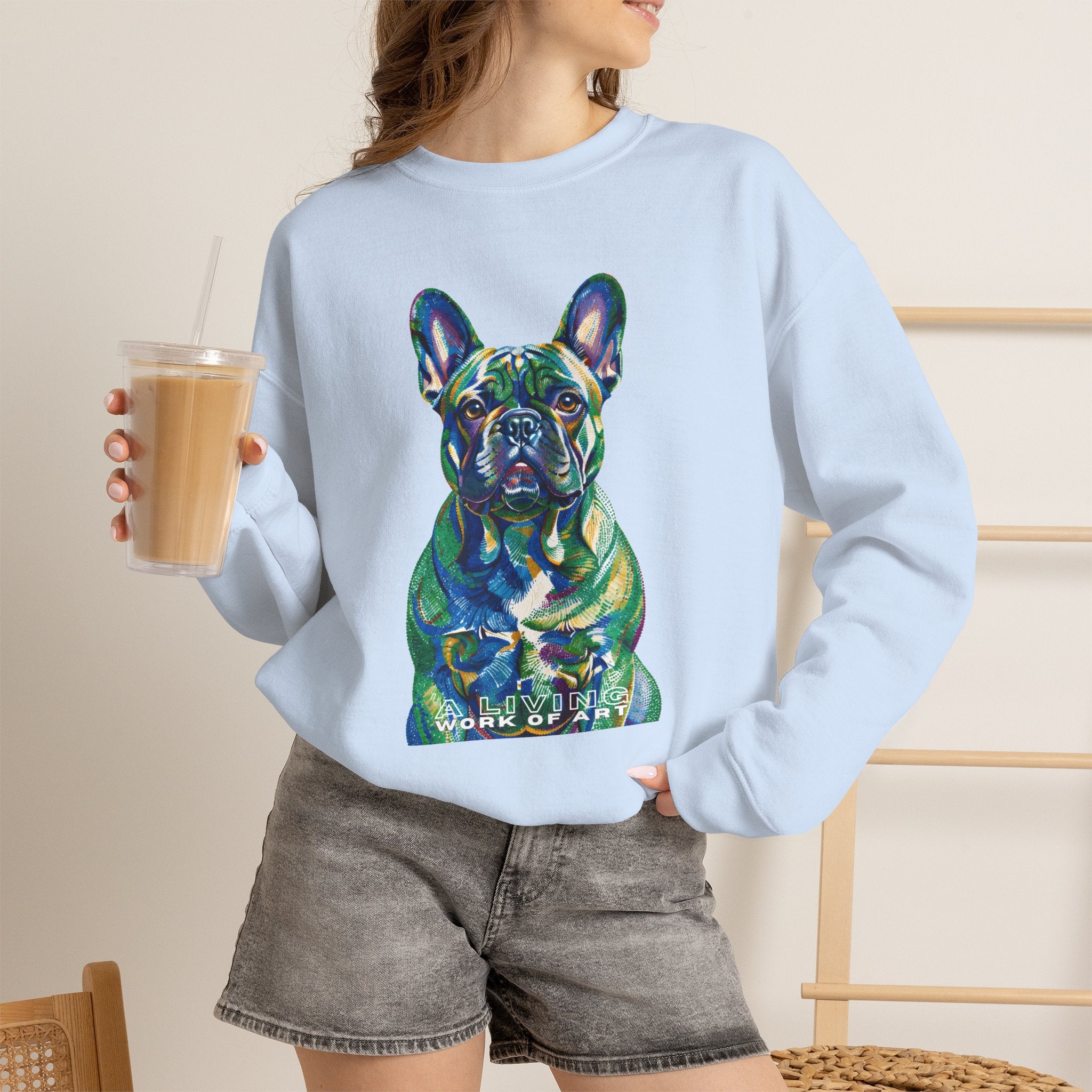 French Bulldog Sweatshirt | Living Work of Art Collection | Pointillism Style