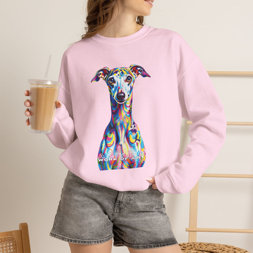 Italian Greyhound Sweatshirt | Living Work of Art Collection | Pointillism Style