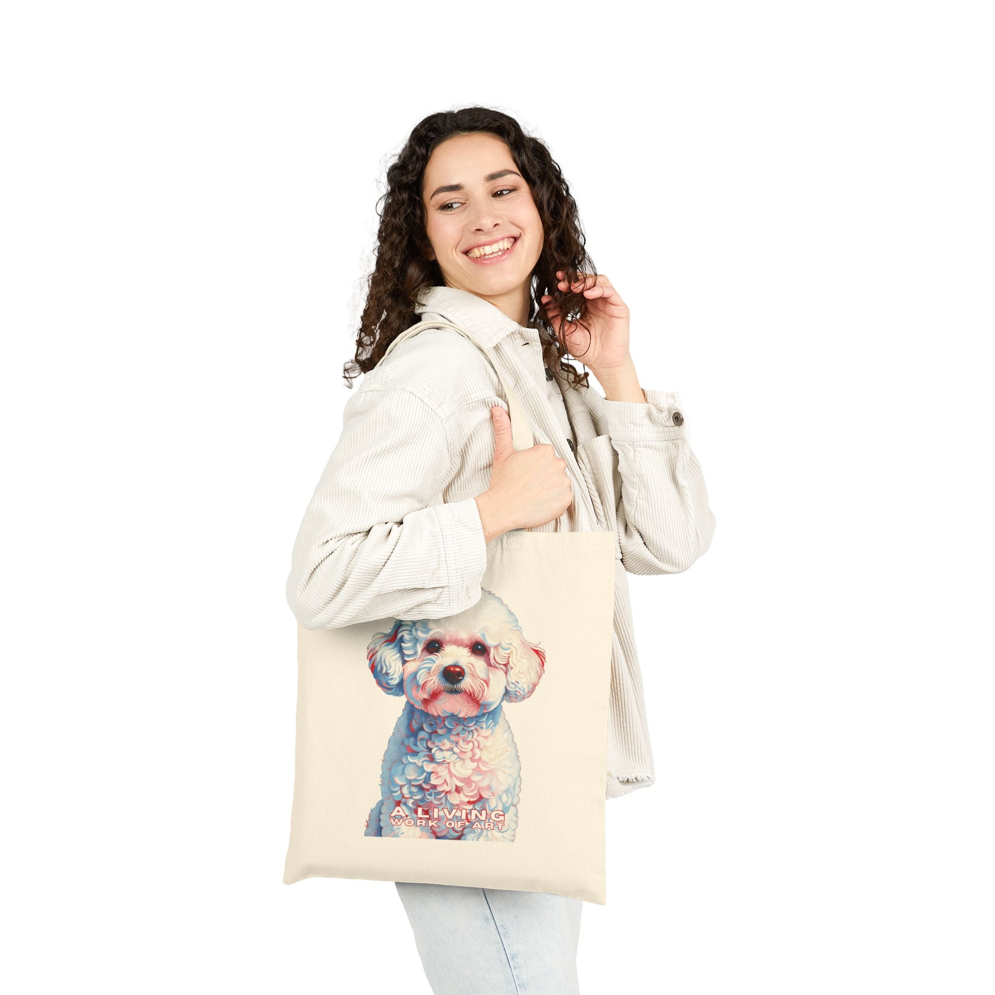 Bichon Frise Tote Bag | Living Work of Art Collection | Pointillism Style
