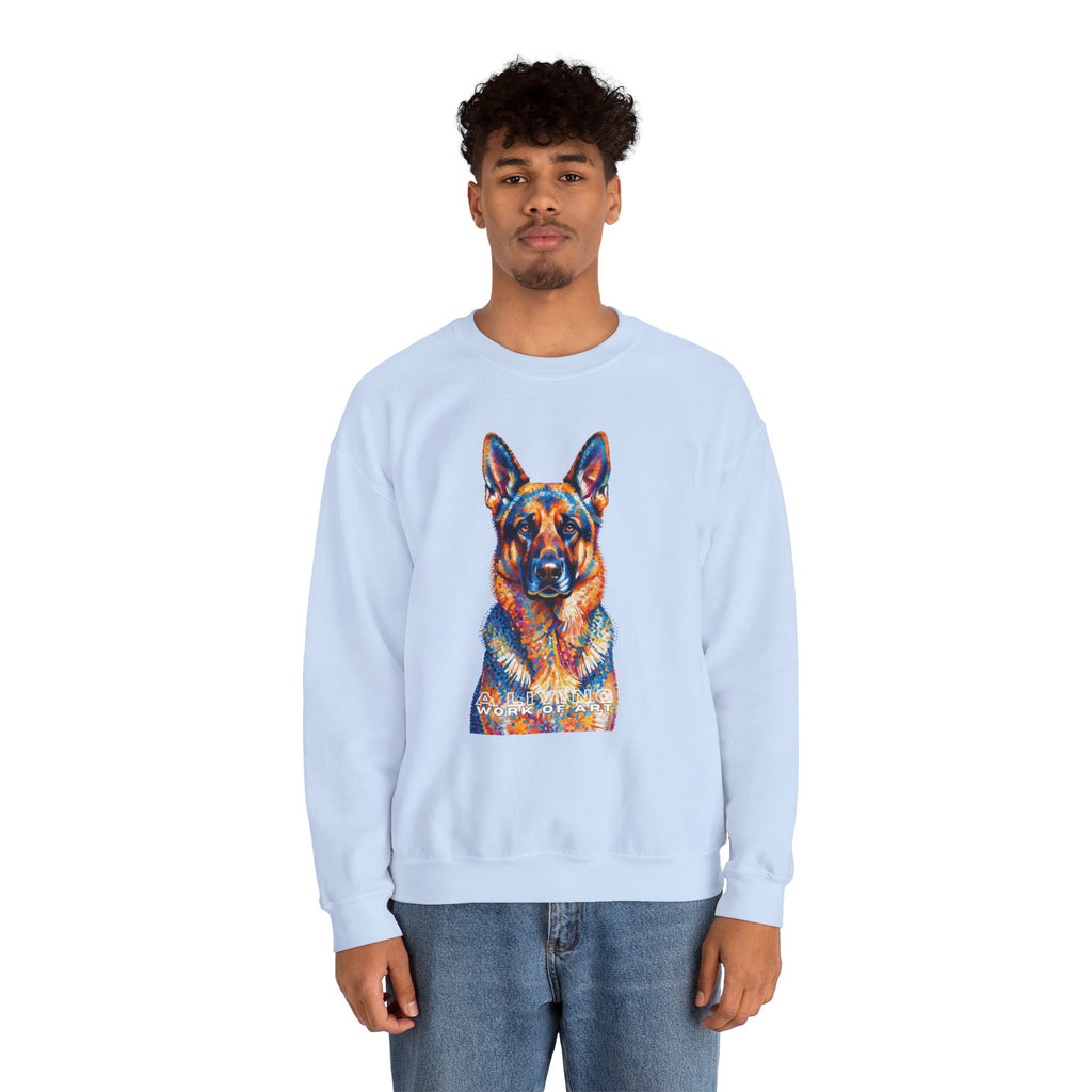 German Shepherd Sweatshirt | Living Work of Art Collection | Pointillism Style