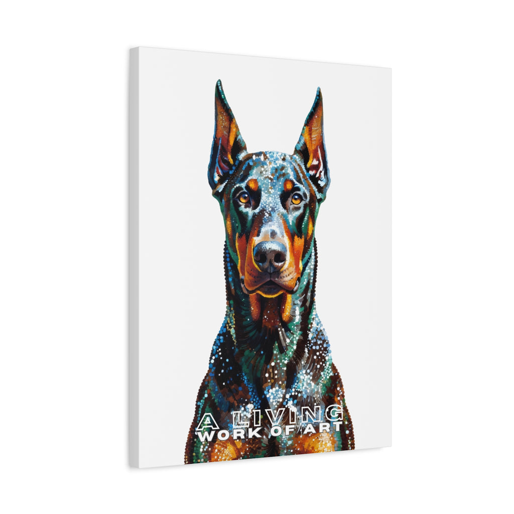Doberman Pinscher Canvas Wall Art | Living Work of Art Collection | Pointillism Style Print