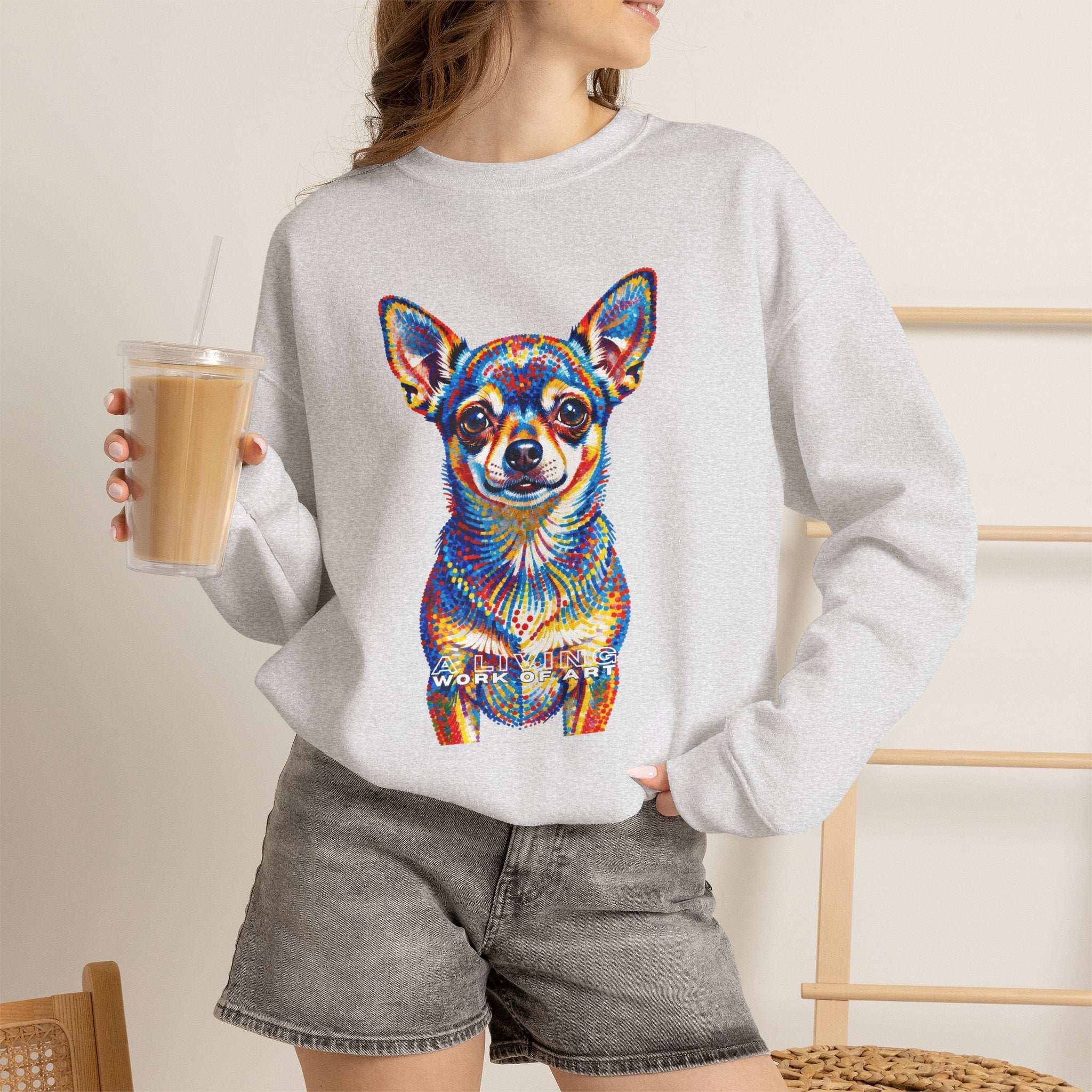 Chihuahua Sweatshirt | Living Work of Art Collection | Pointillism Style