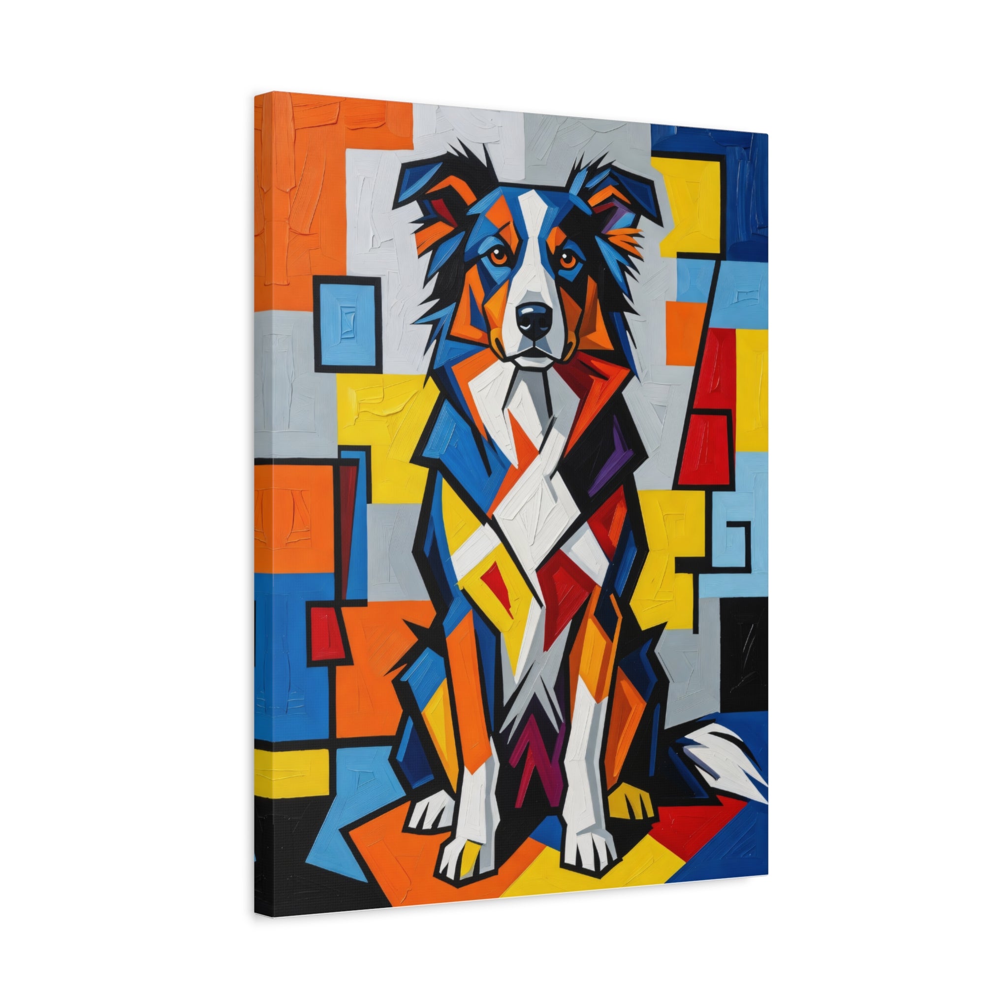 Border Collie Canvas Wall Art | Living Work of Art Collection | Cubist Style Print