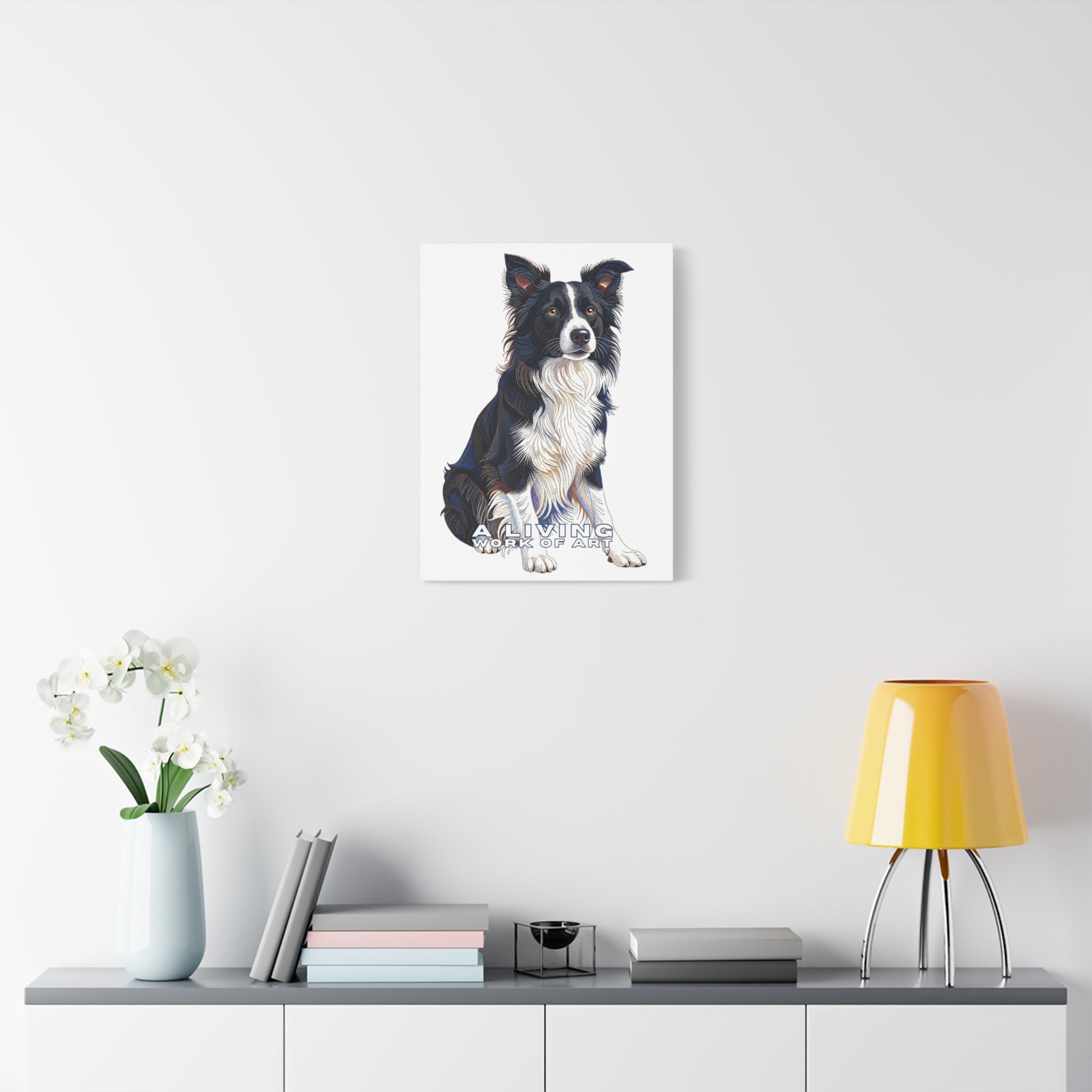 Border Collie Canvas Wall Art | Living Work of Art Collection | Pointillism Style Print