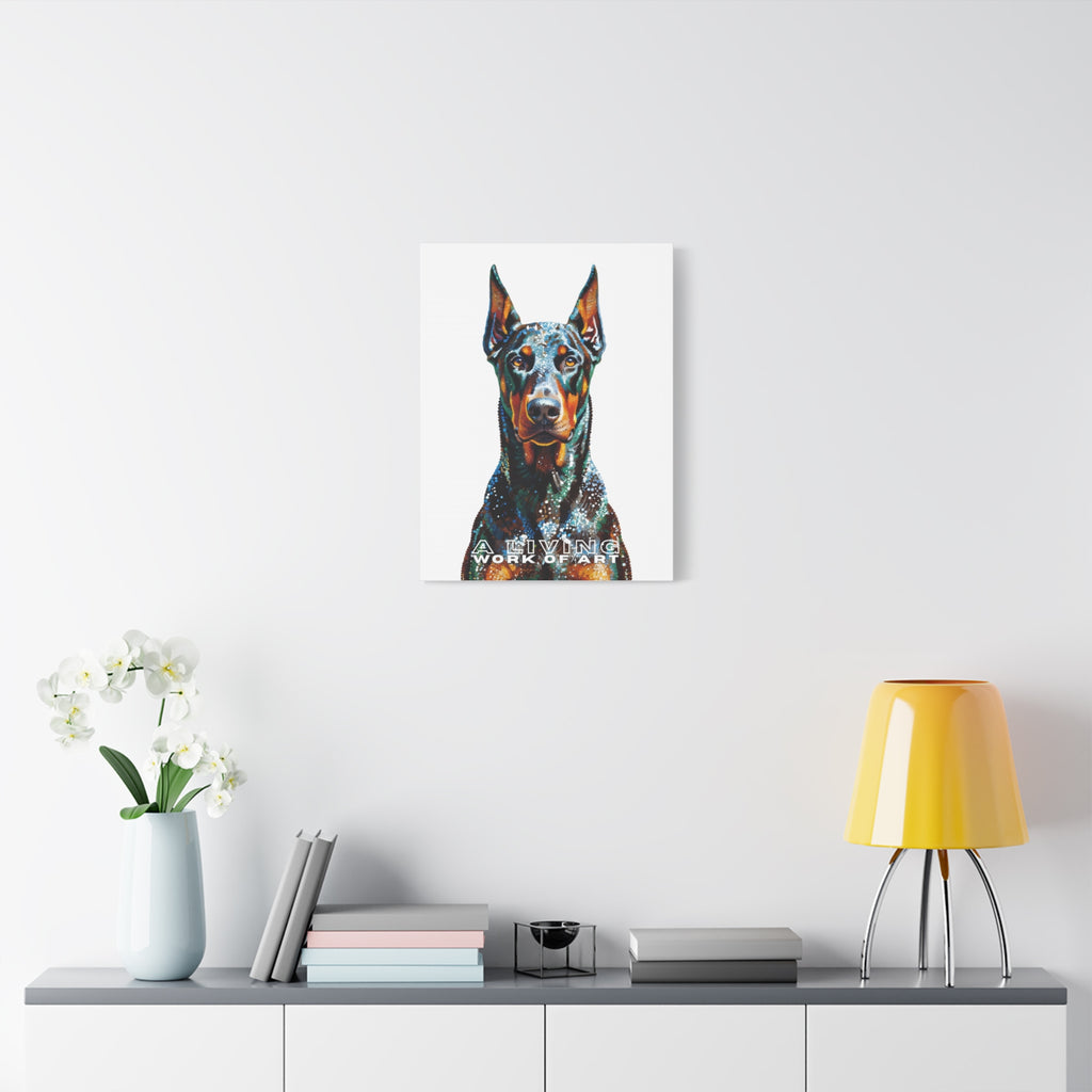 Doberman Pinscher Canvas Wall Art | Living Work of Art Collection | Pointillism Style Print