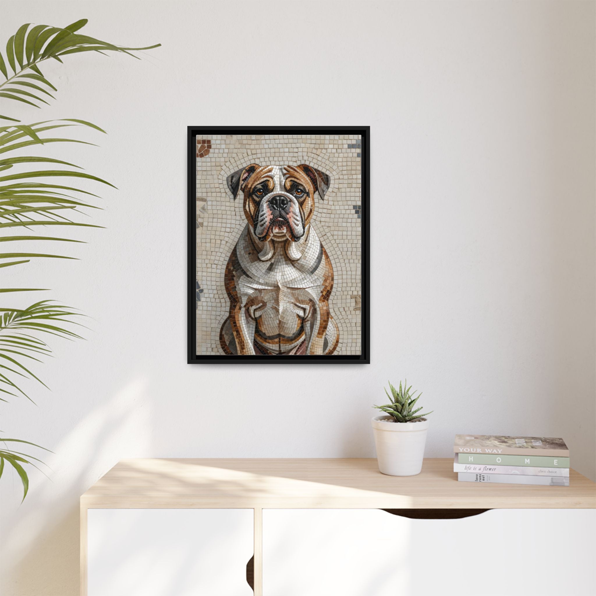 Bulldog Canvas Wall Art | Living Work of Art Collection | Mosaic Style Print