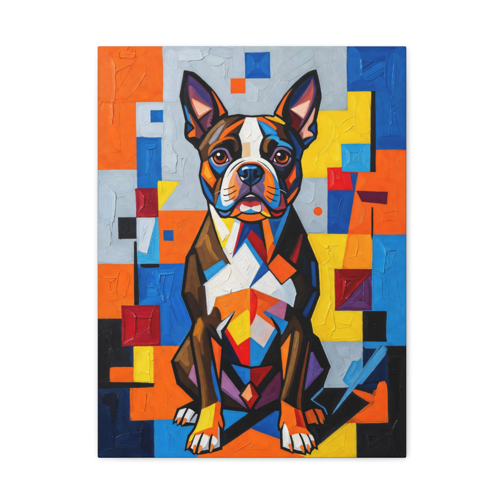 Boston Terrier Canvas Wall Art | Living Work of Art Collection | Cubist Style Print