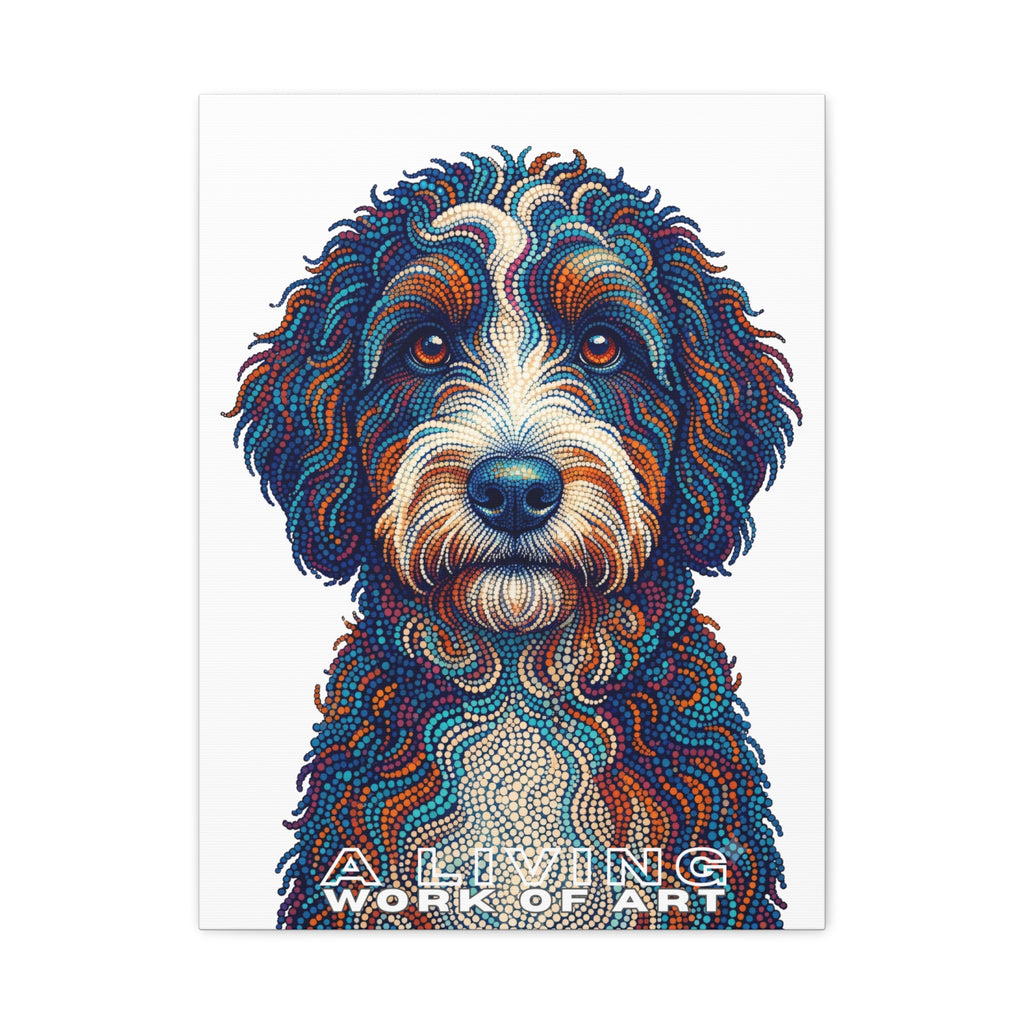 Bernedoodle Canvas Wall Art | Living Work of Art Collection | Pointillism Style Print