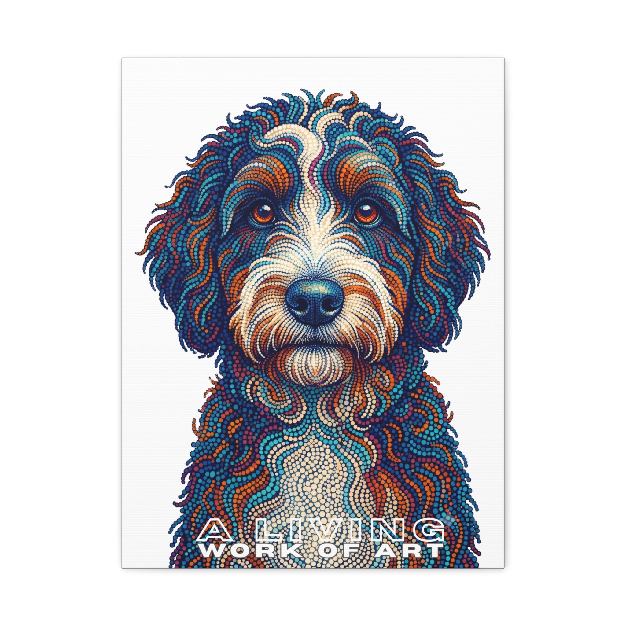 Bernedoodle Canvas Wall Art | Living Work of Art Collection | Pointillism Style Print