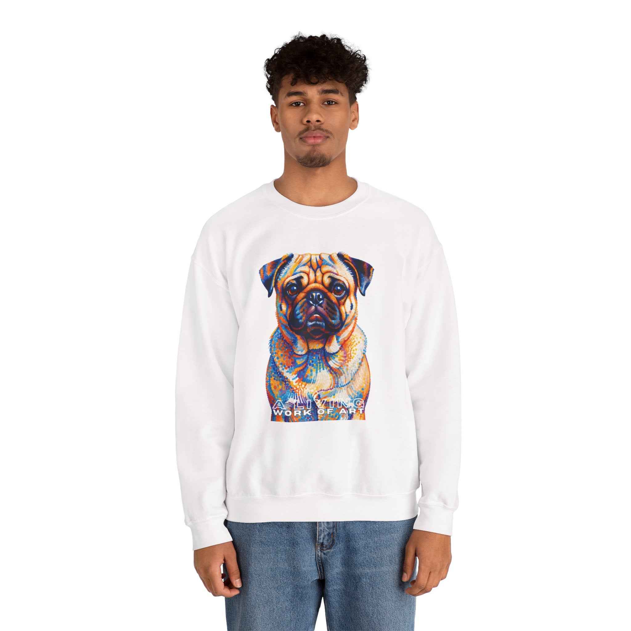 Pug Sweatshirt | Living Work of Art Collection | Pointillism Style