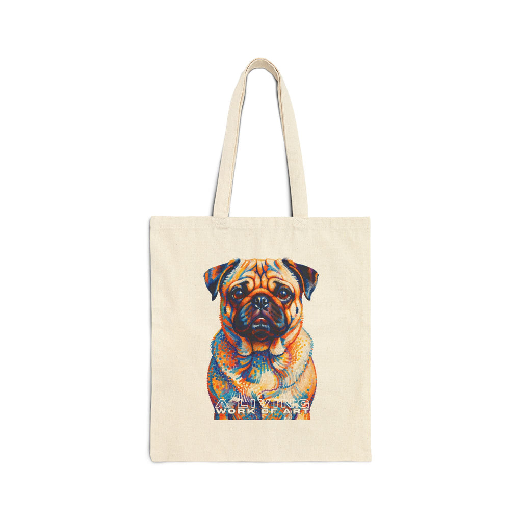 Pug Tote Bag | Living Work of Art Collection | Pointillism Style