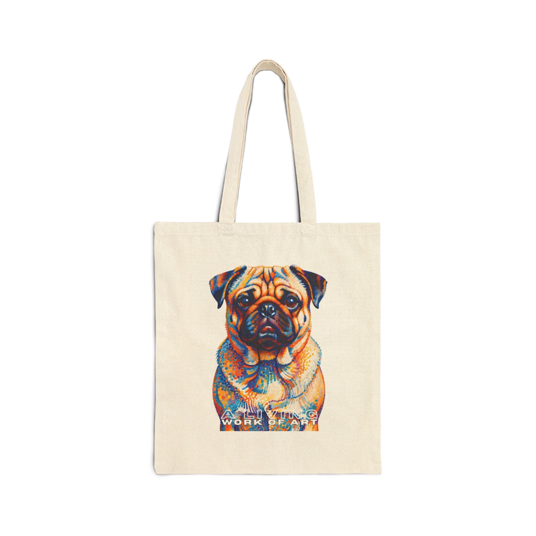 Pug Tote Bag | Living Work of Art Collection | Pointillism Style