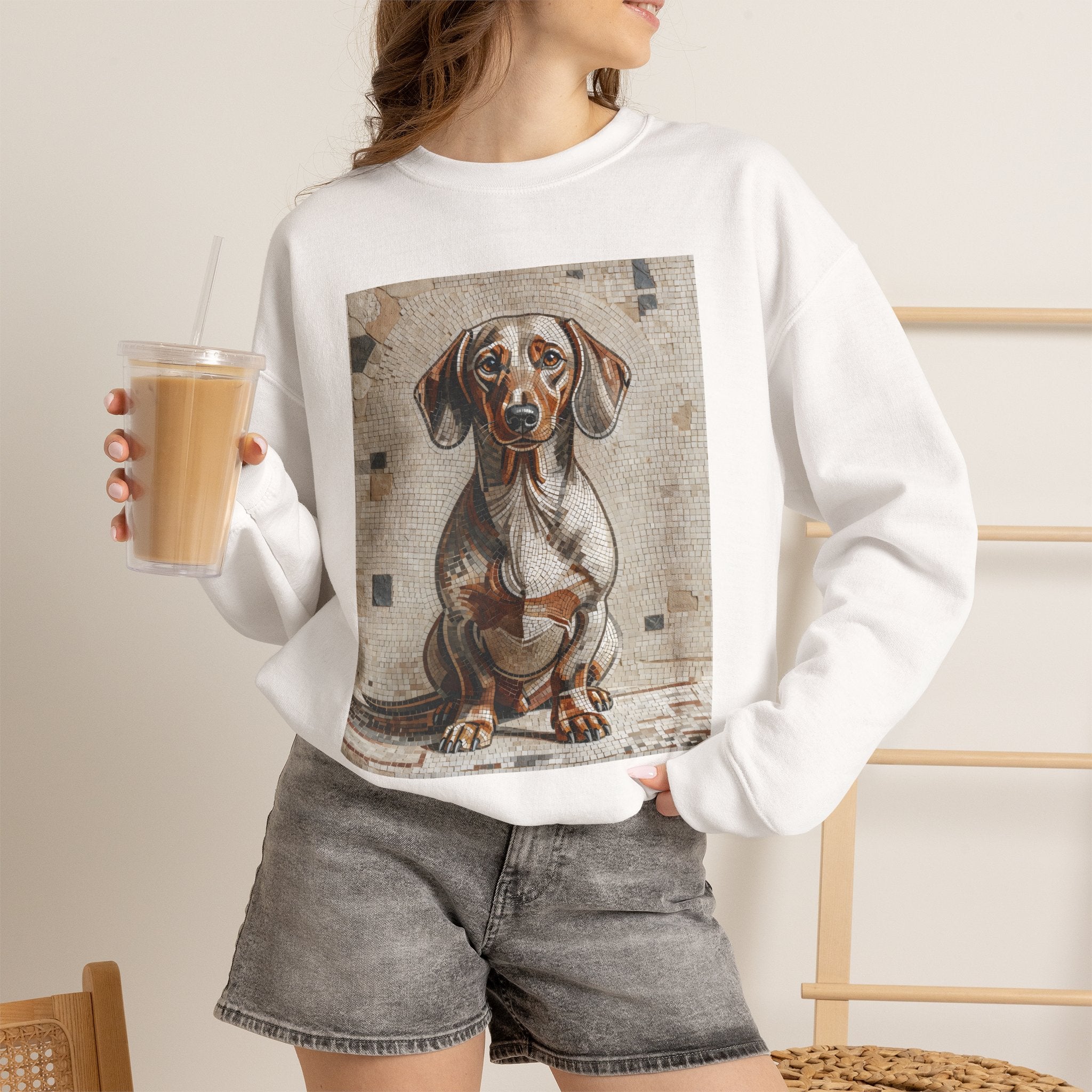 Dachshund Sweatshirt | Living Work of Art Collection | Mosaic Style