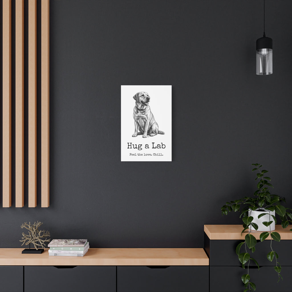 Labrador Retriever Canvas Wall Art | Hug a Lab | Charcoal Sketch Print