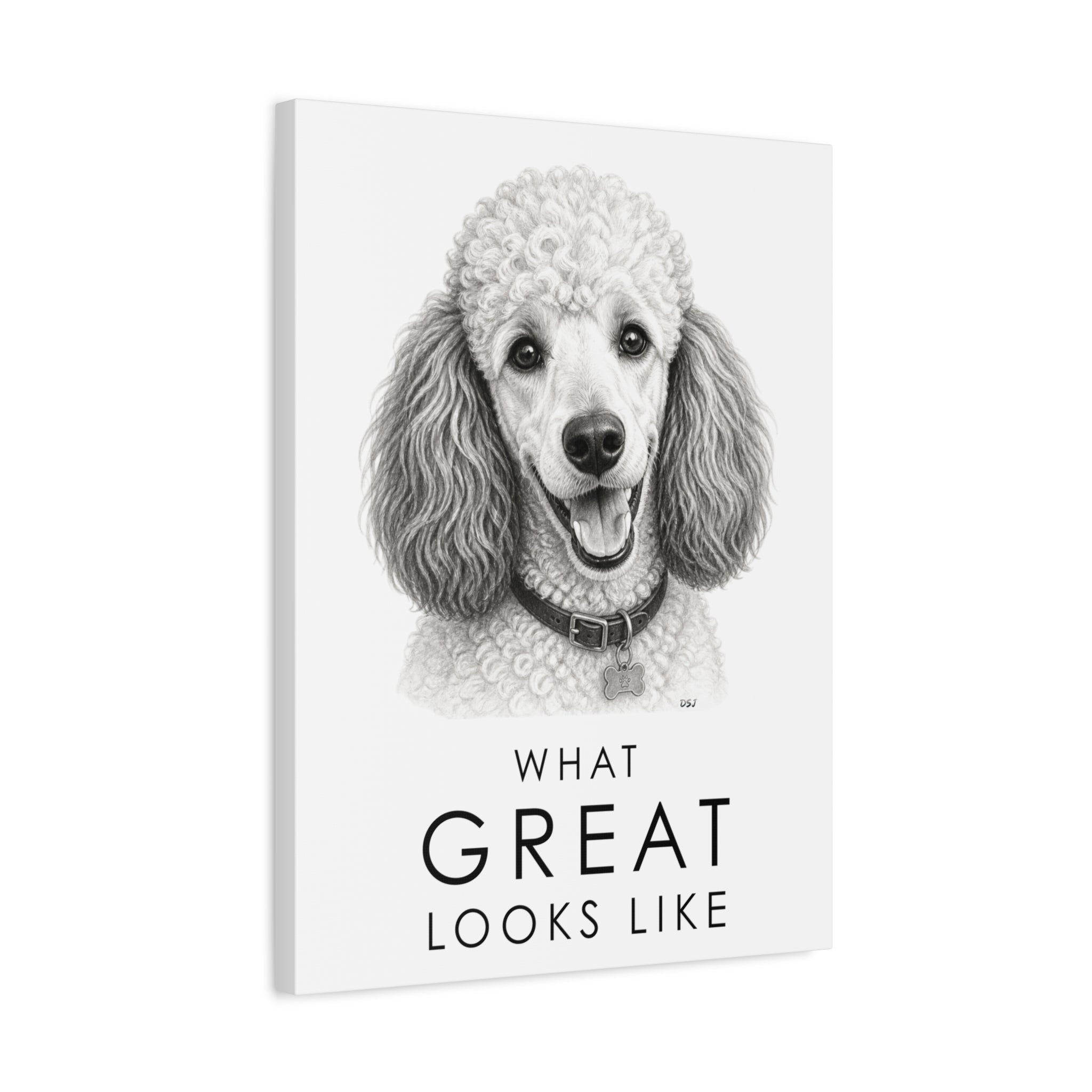 Poodle Canvas Wall Art | What Great Looks Like | Charcoal Sketch Print