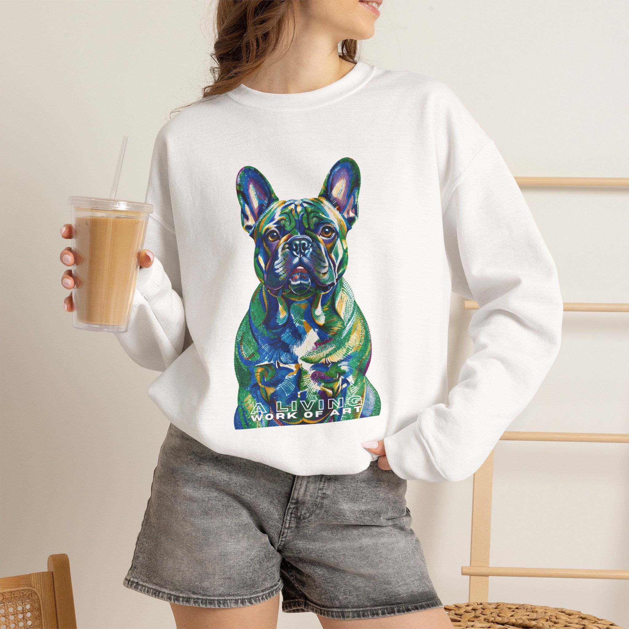 French Bulldog Sweatshirt | Living Work of Art Collection | Pointillism Style