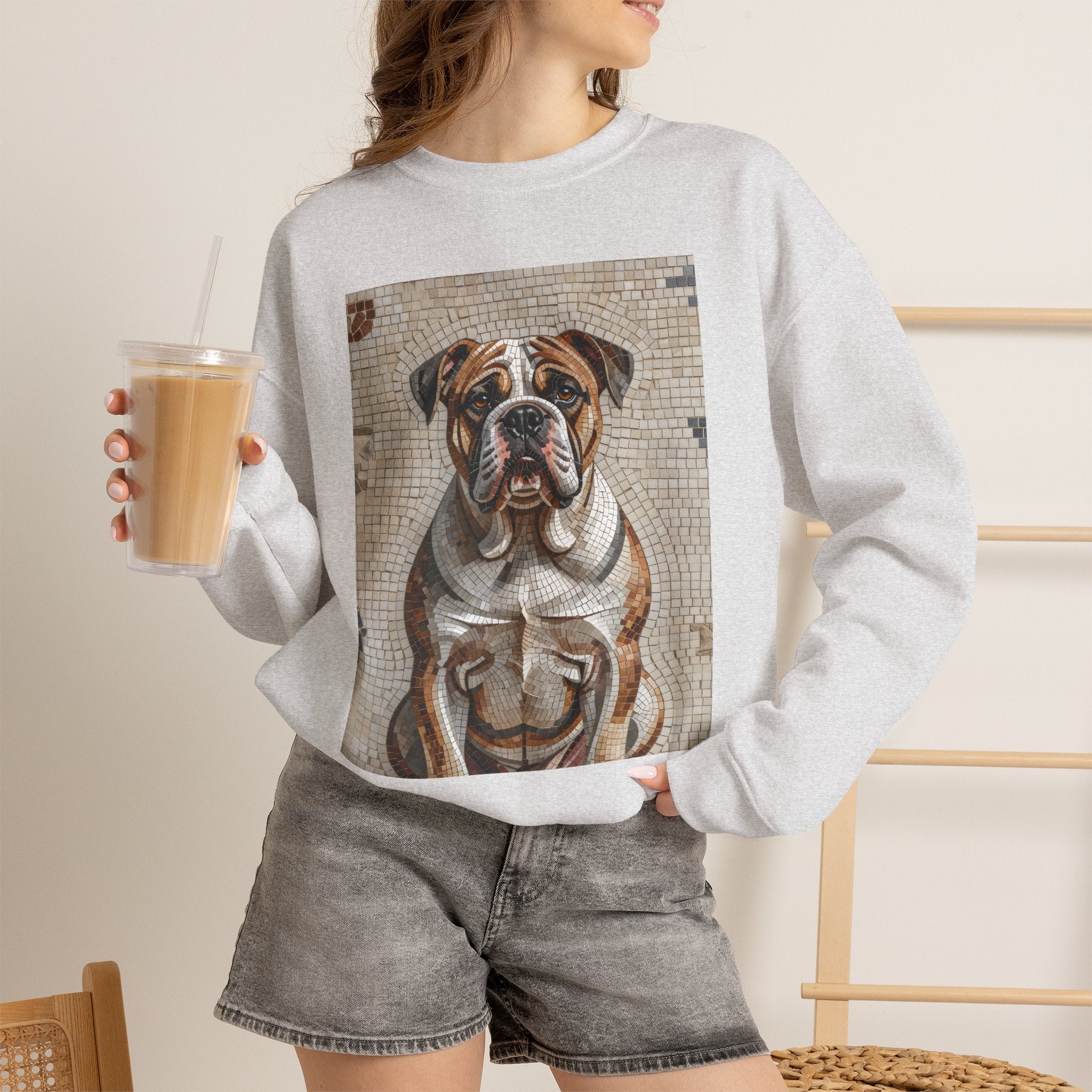 Bulldog Sweatshirt | Living Work of Art Collection | Mosaic Style