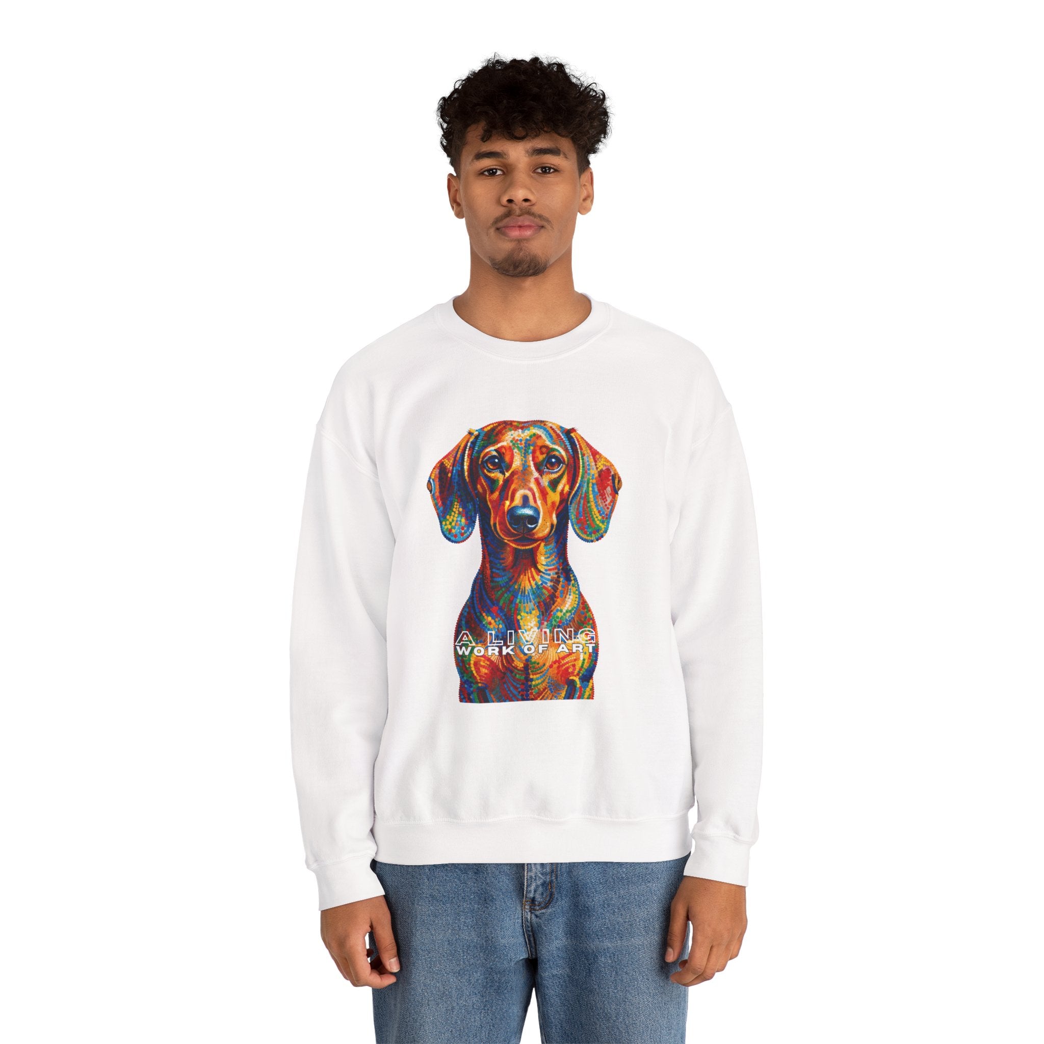 Dachshund Sweatshirt | Living Work of Art Collection | Pointillism Style