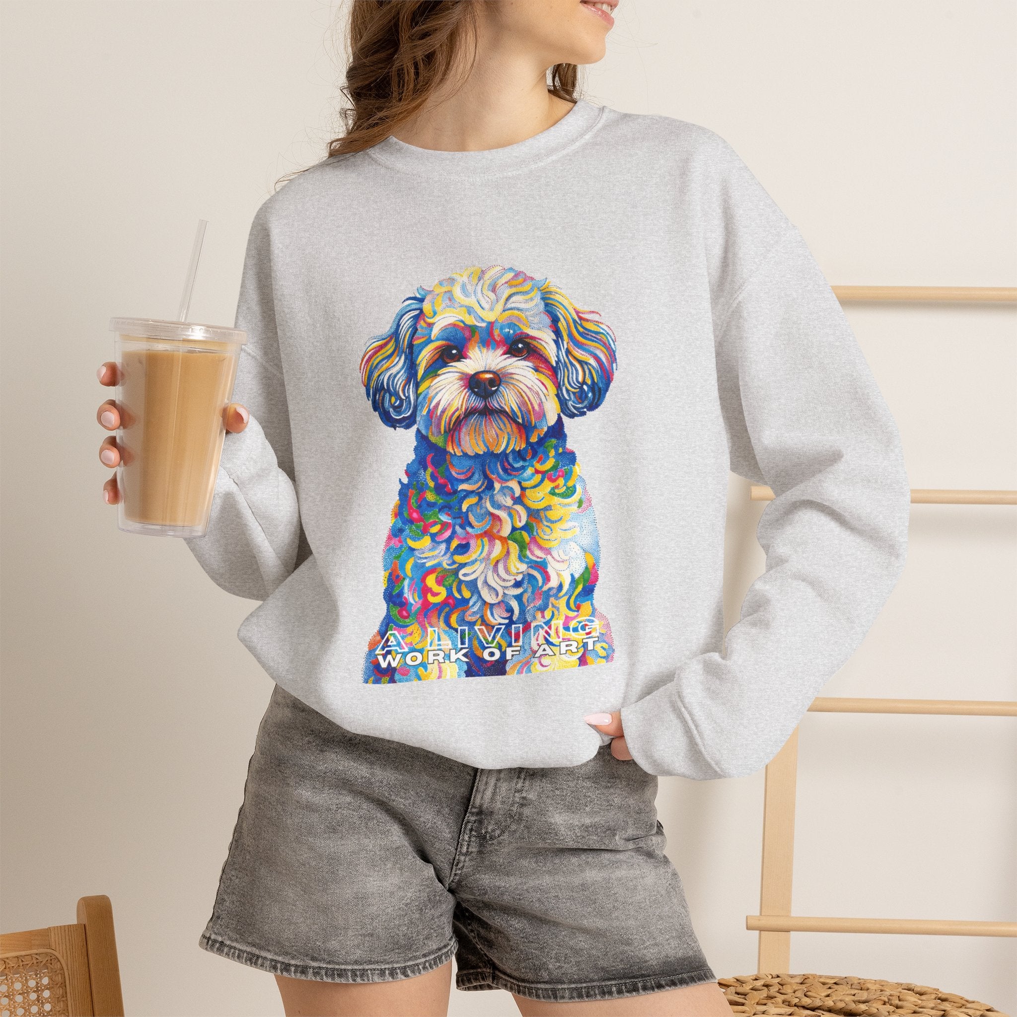 Shih-Poo Sweatshirt | Living Work of Art Collection | Pointillism Style