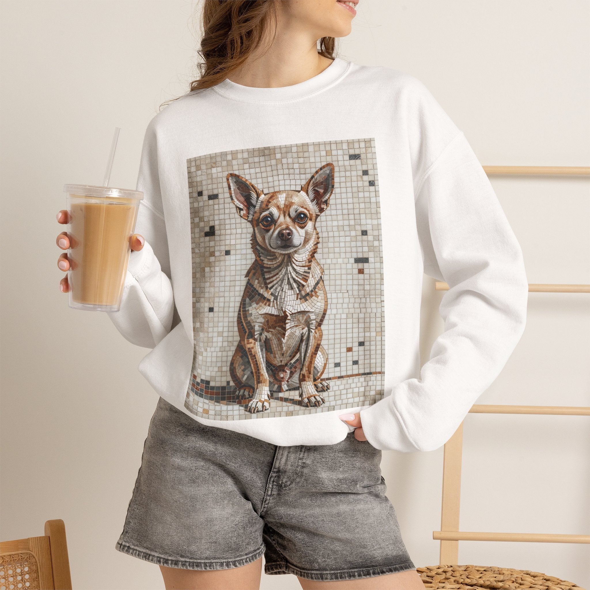 Chihuahua Sweatshirt | Living Work of Art Collection | Mosaic Style
