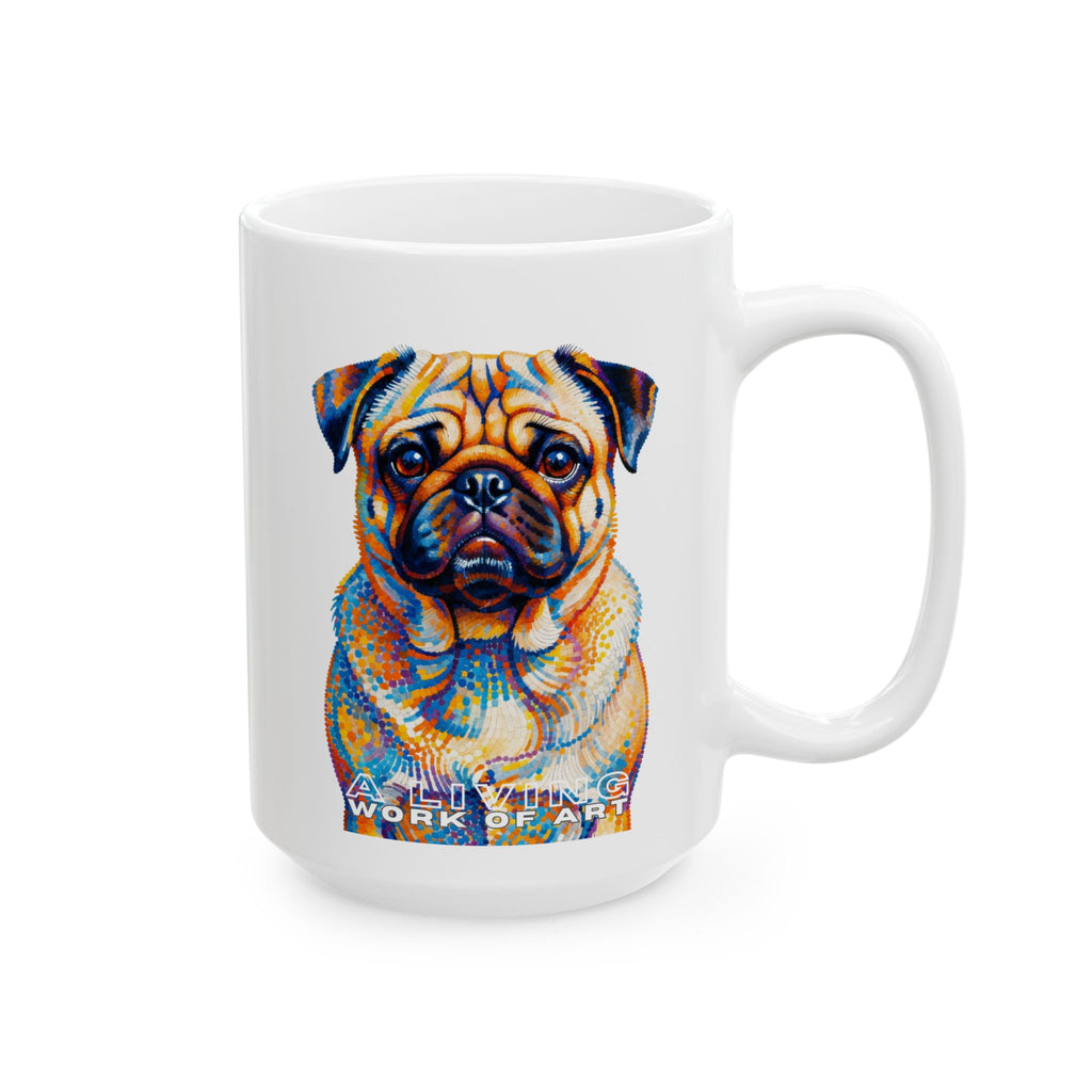 Pug Coffee Mug | Living Work of Art Collection | Pointillism Style