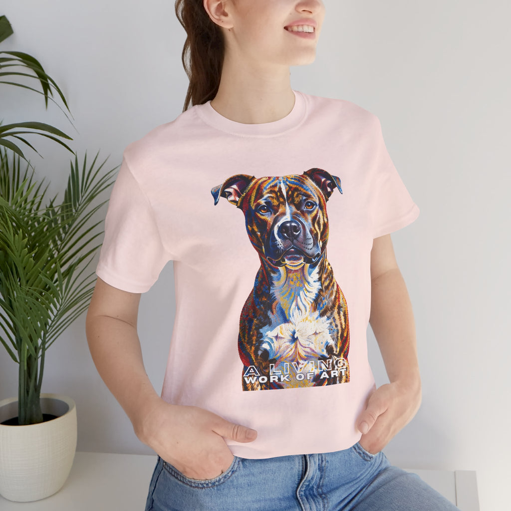 Staffordshire Bull Terrier T Shirt | Living Work of Art Collection | Pointillism Style