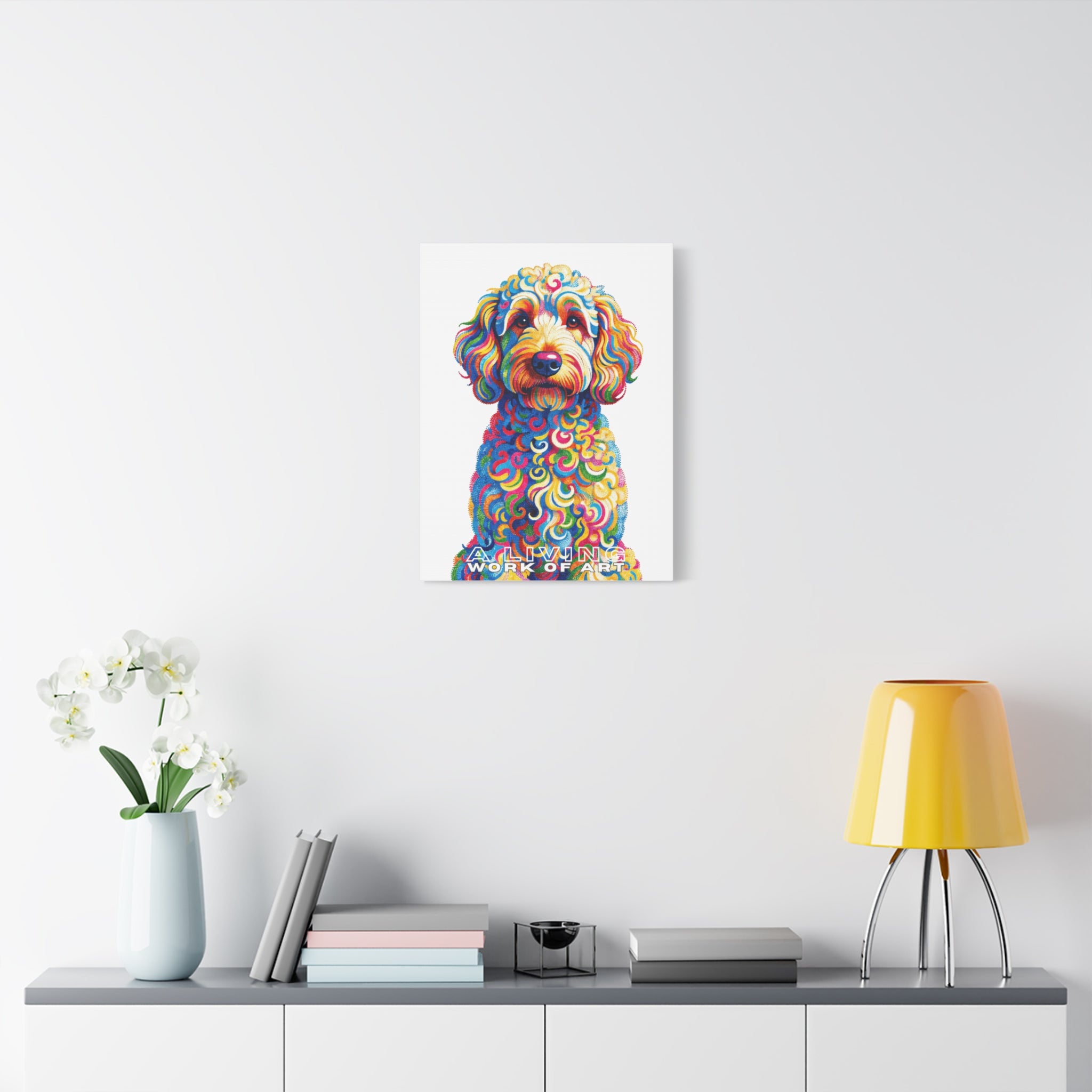 Goldendoodle Canvas Wall Art | Living Work of Art Collection | Pointillism Style Print